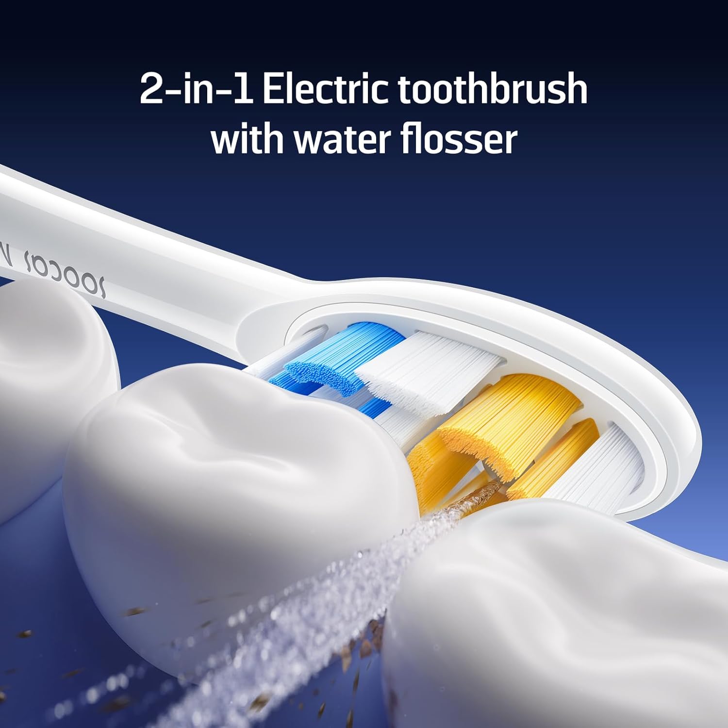 Soocas 2-in-1 Electric Toothbrush and Water Flosser Set with 2 Replacement Heads, Portable for Travel, Radiant White