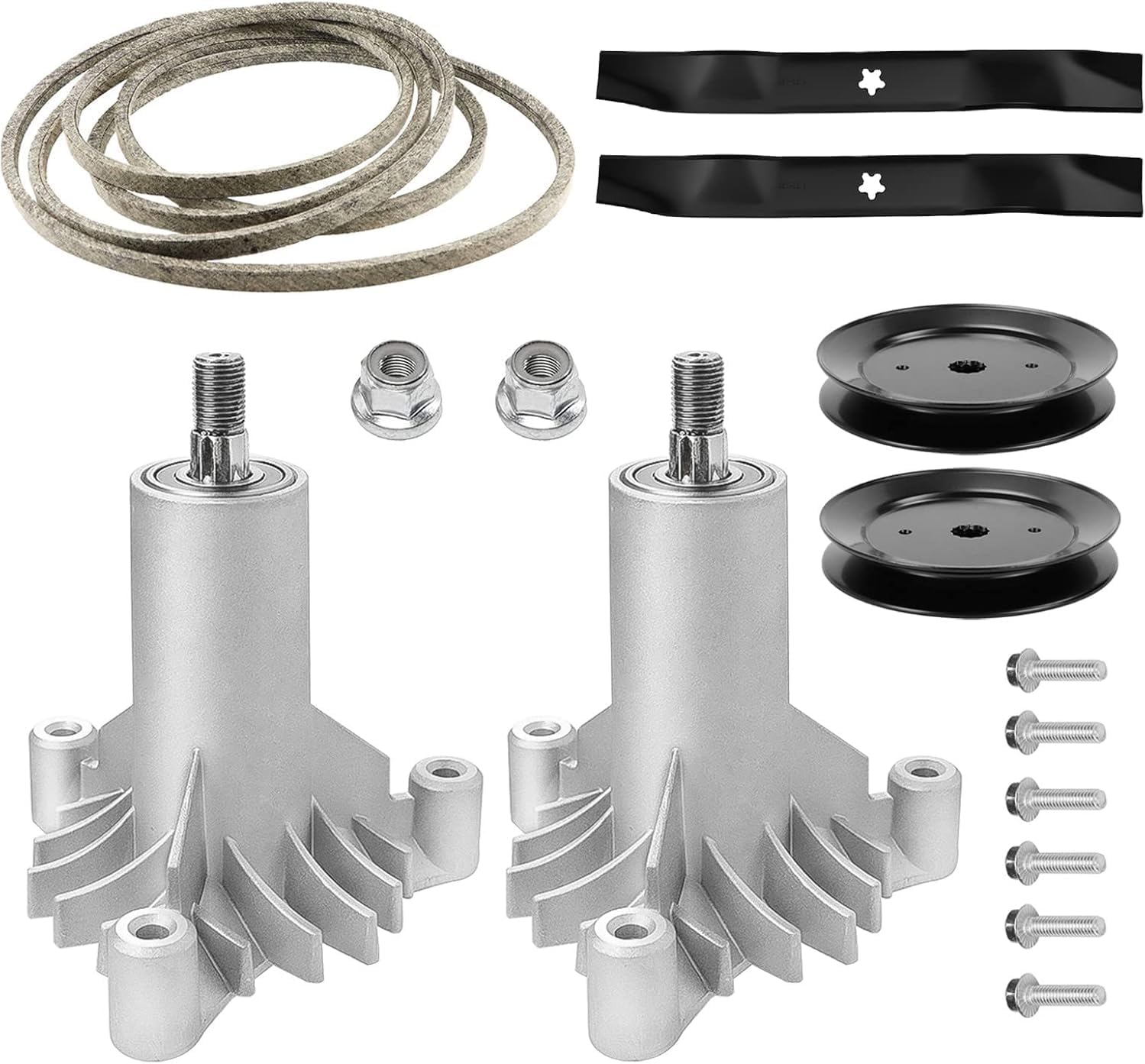 42" Deck Rebuild Kit 130794 Spindle Fit for Craftsman LT1000 LT2000 Husqvarna YTH2242, 2 Spindle 532130794, 2 Blade 134149, 2 Pulley 153535 173436, 1 Belt 144959