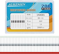 AUKENIEN 200 Pieces 1N4001 Rectifier Diode 1A 50V DO-41 Axial 4001 1 Amps 50 Volt IN4001 Electronic Silicone Diodes