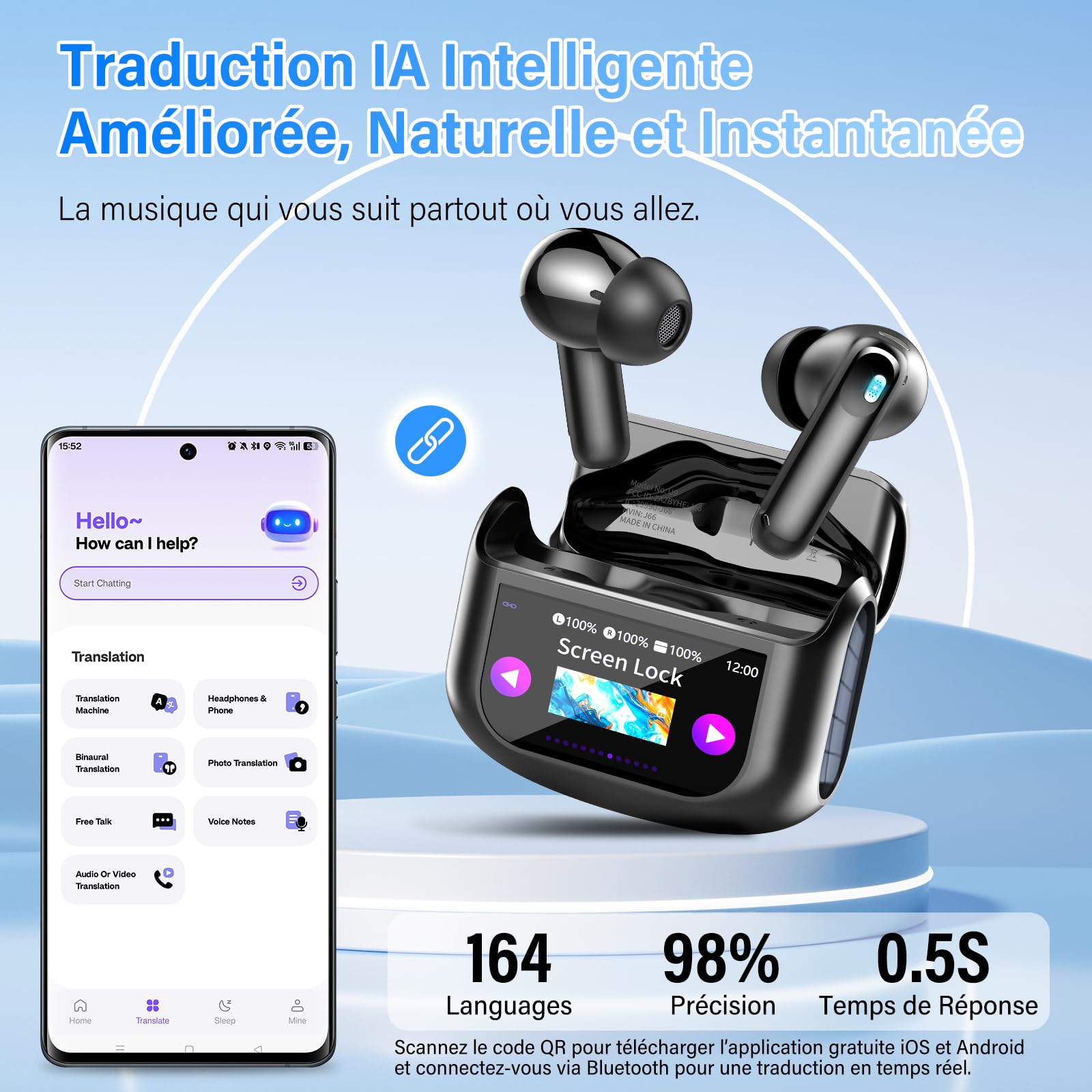 Traducteur Instantané AI Écouteur