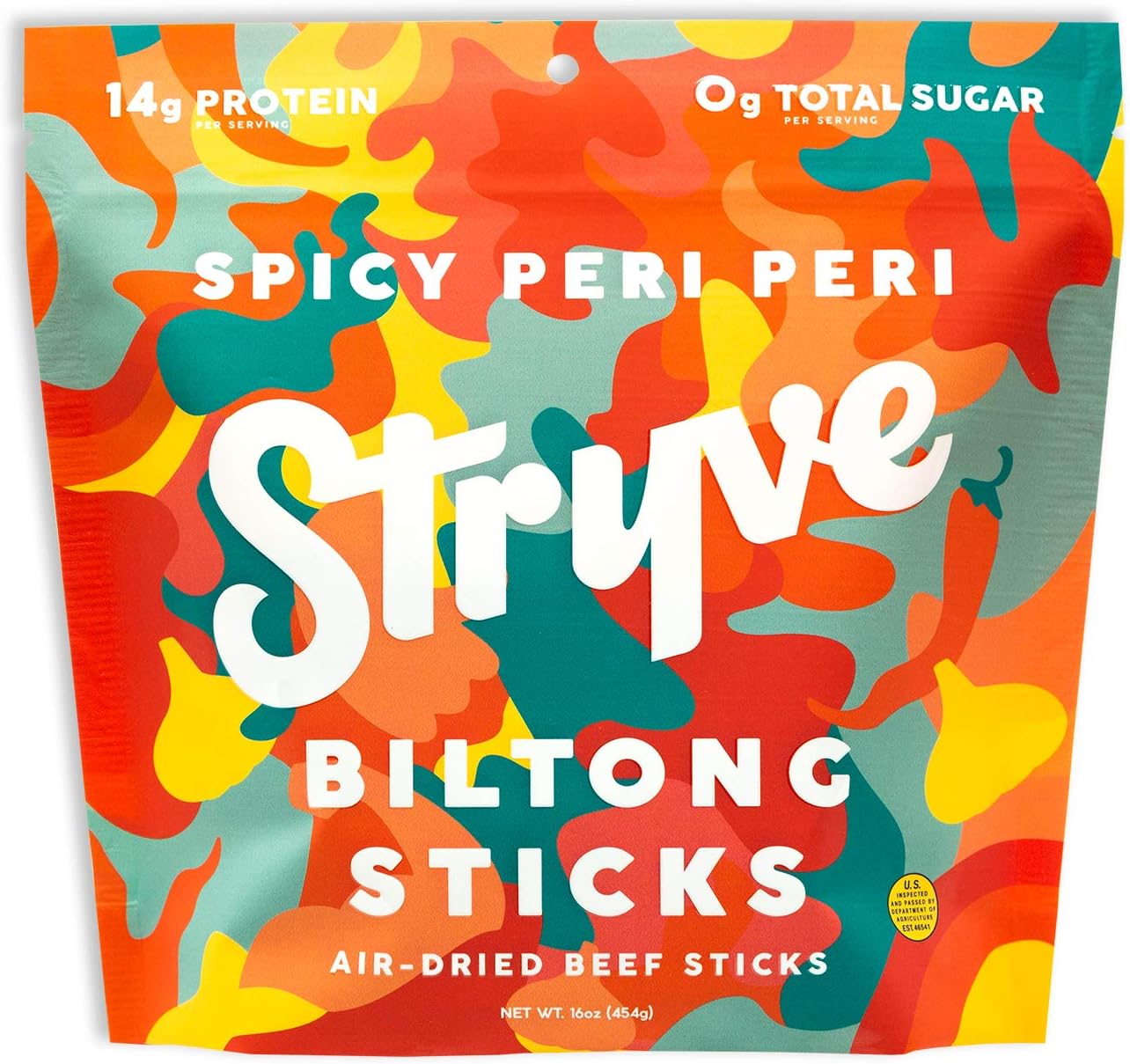 Stryve Biltong, Beef Jerky without the Junky. 14g Protein, Sugar Free, No Carbs, Gluten Free, No Nitrates, No MSG, No Preservatives. Keto and Paleo Friendly. Spicy Peri Peri, 16oz