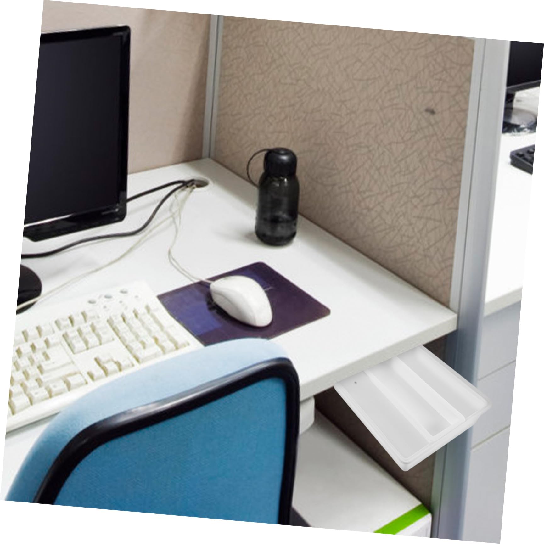 PLAFOPE Cassetto Nascosto da Fissare la Scrivania in Plastica Resistente e Risparmio Spazio per Organizer Ufficio e Accessori