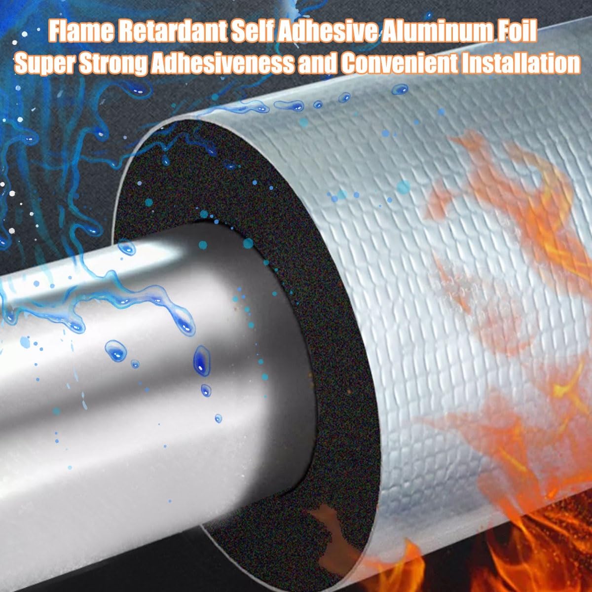 Schaumstoff-Rohrisolierung mit Aluminiumfolie für Outdoor-Wasserrohre, Überwinterung, Frostschutz-Wasserrohr-Wickelrolle, 15 mm x 22 mm x 95 cm