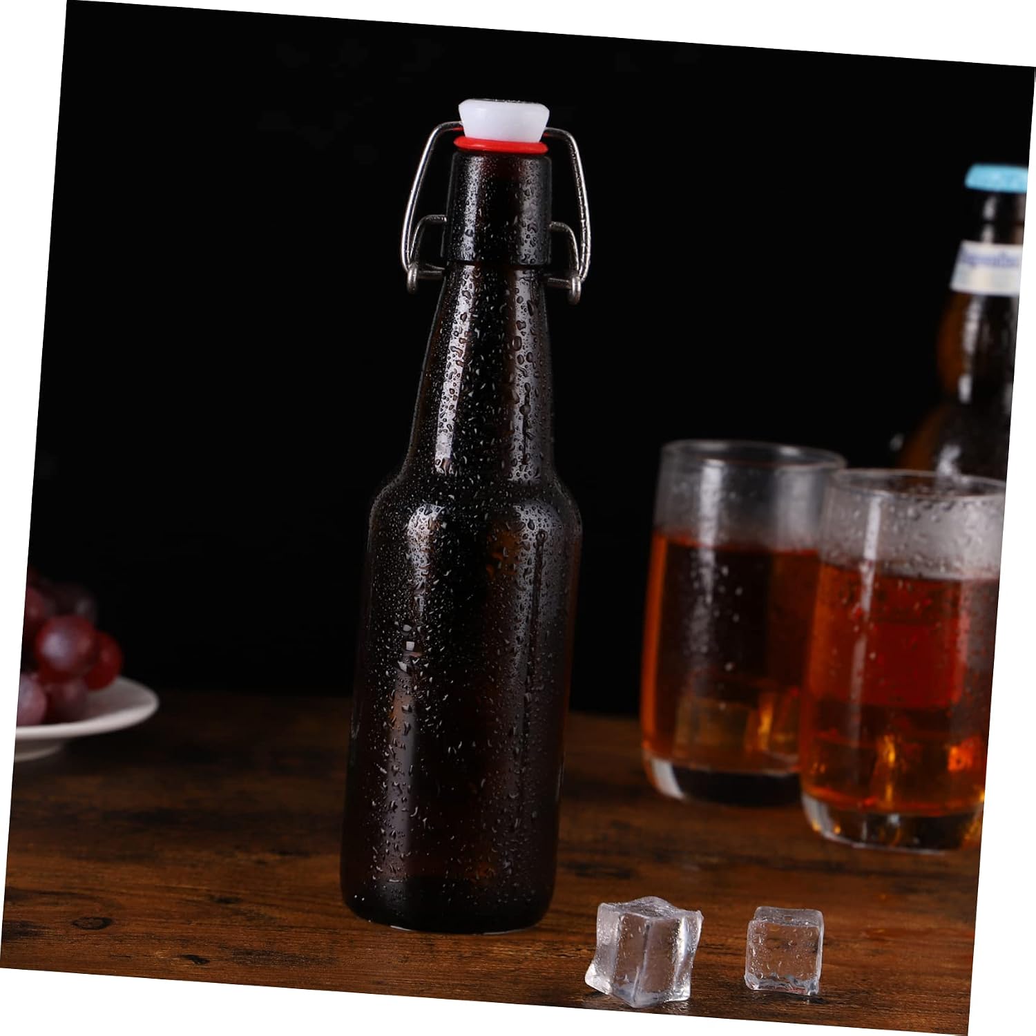 2pcs Brown Glass Beer Storage Bottles Buckle Leak Enzyme Sealed Containers for Home and Outdoor Use Capacity Each