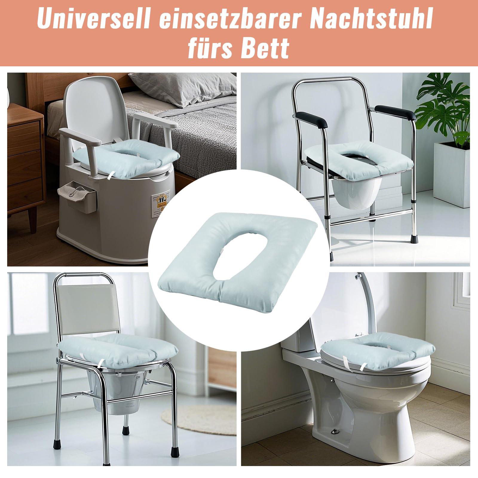 Cuscino per WC per adulti, altezza 10 cm, spessore di 10 cm, per sedia a rotelle, per anziani, 45 x 40 cm (blu)