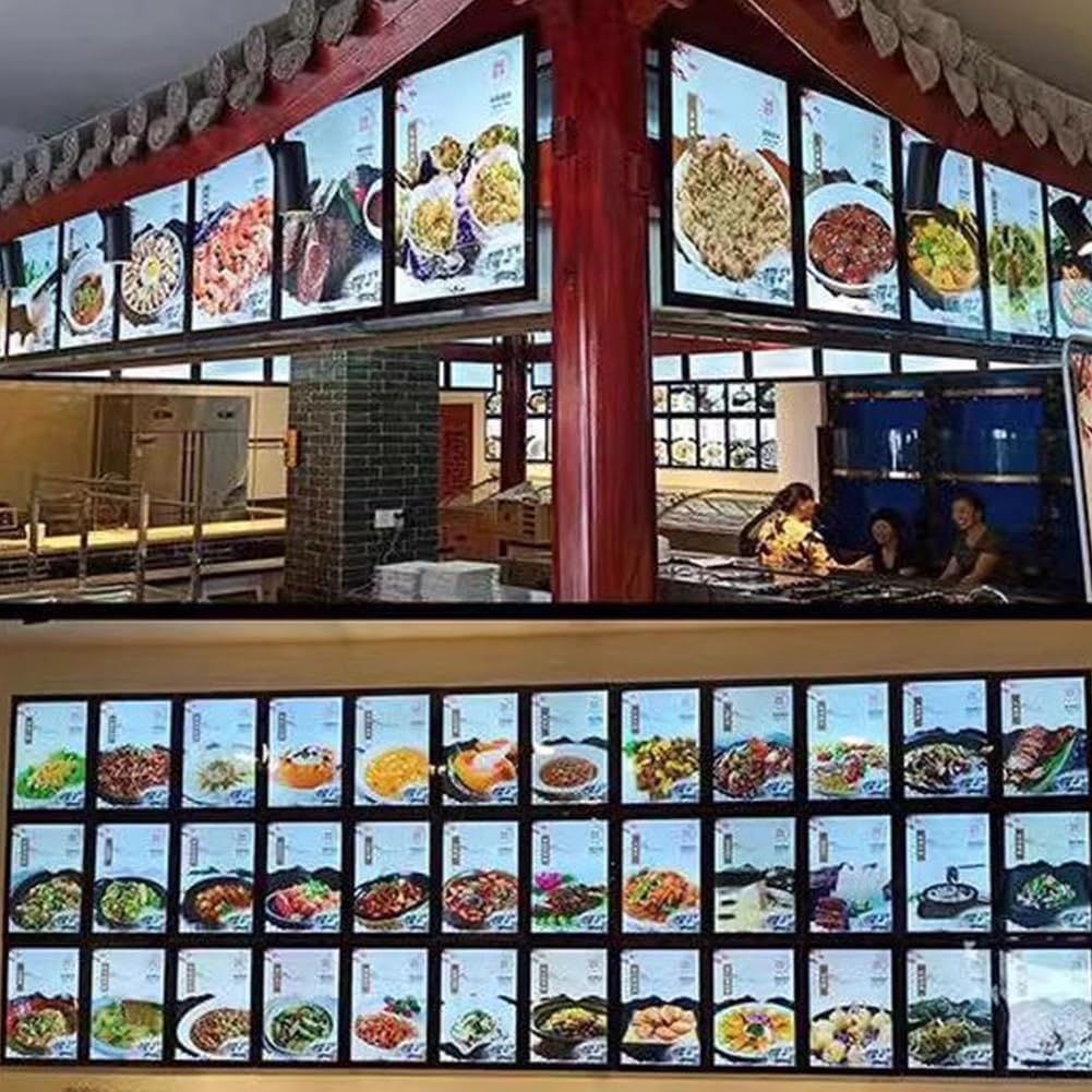 Bilderrahmen Menütafel LED Tafel Werbetafel Wand-montiert Restaurant Werbung beleuchtet Lichtrahmen(B-white,60x80cm)