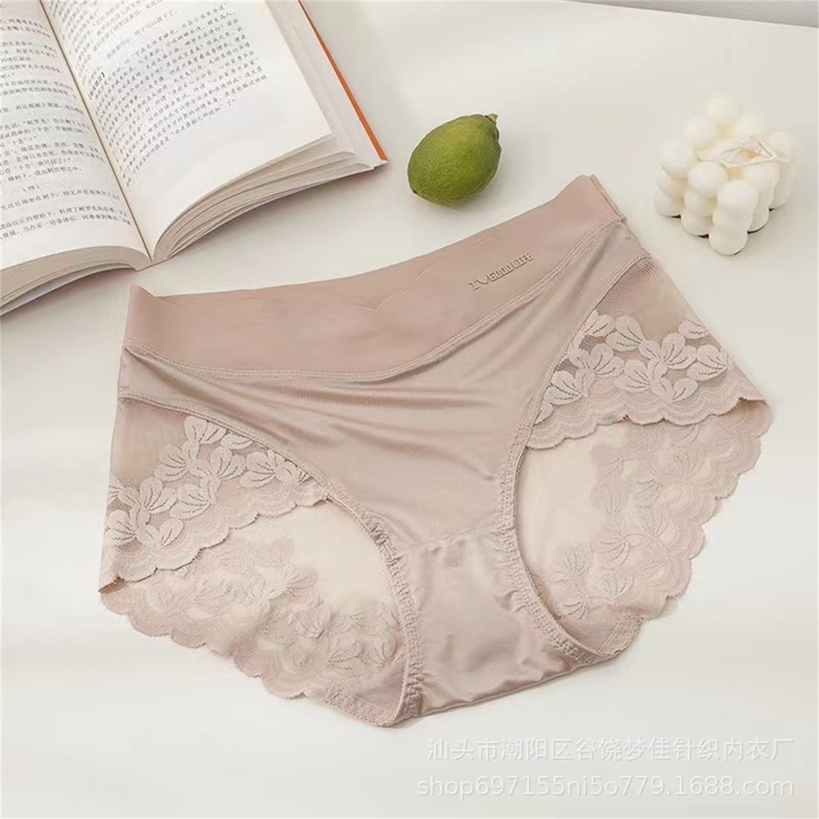 Culotte Hipster Donna Pizzo Donna Sexy di Grandi Dimensioni French Satin Mid-Vita Mutandine 3 Confezioni-E-40-55 kg