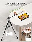 elitehood Phone Tripod for Overhead Video Recording – Updated Horizontal 59-inch Adjustable Tripod for iPhone with 25in Long Extendable Arm, 360° Rotation iPhone Tripod Stand for Overhead Recording
