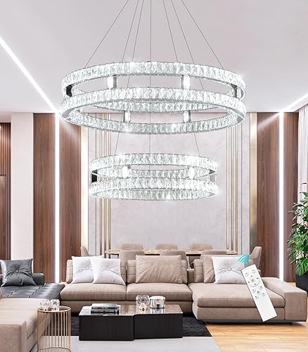 Miniatura 8 de dolria Candelabros de cristal modernos LED para sala de estar, regulable, comedor, montaje empotrado, lámpara colgante LED para dormitorio,