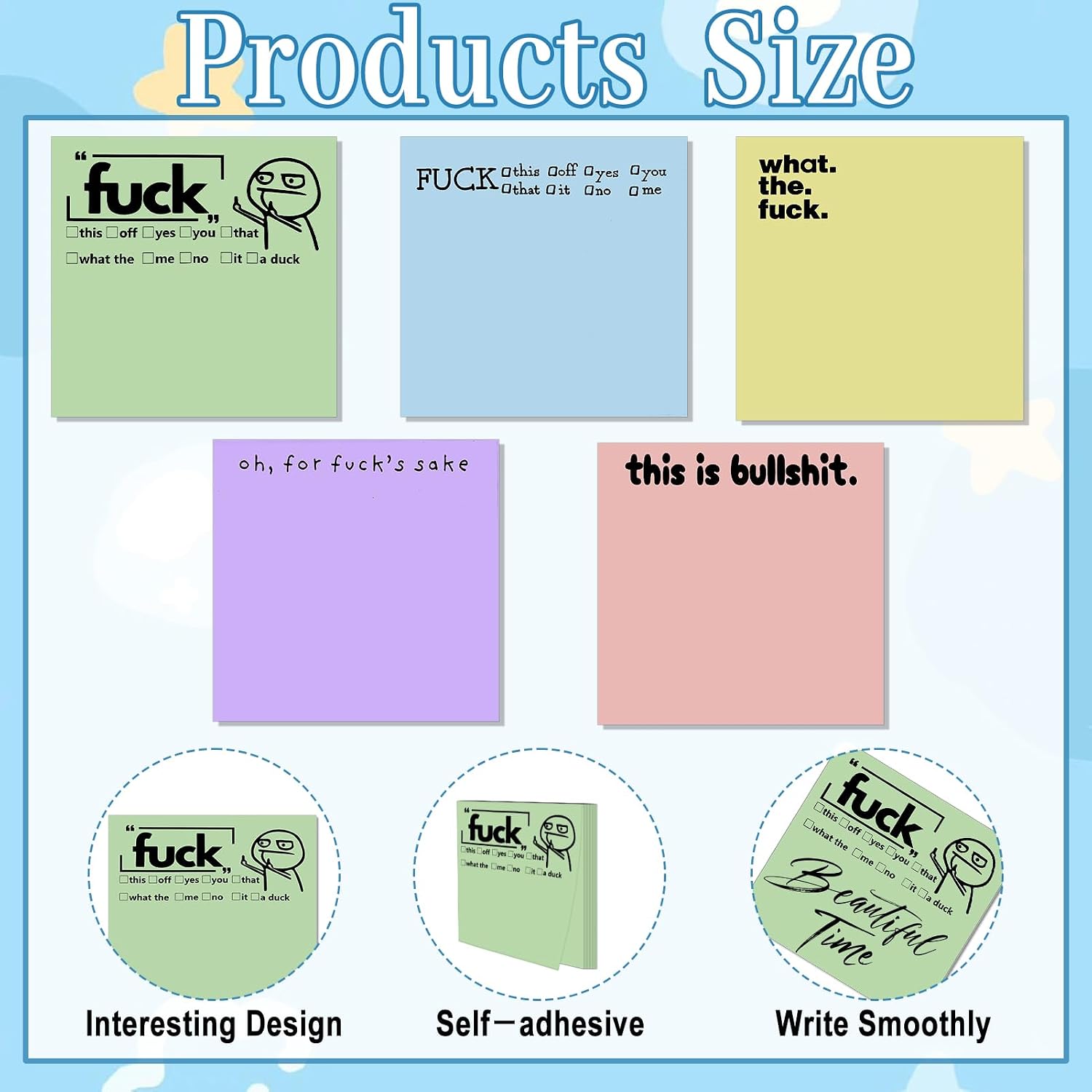 12Pcs Funny Pens Sticky Notes Sarcastic Pens for Adults Women Men Funny Office Gifts Set for Coworkers Nurses F*ck Week Ballpoint Pen Note Pads Adult Party Favors Swear Gag Graduation Gifts B thumbnail