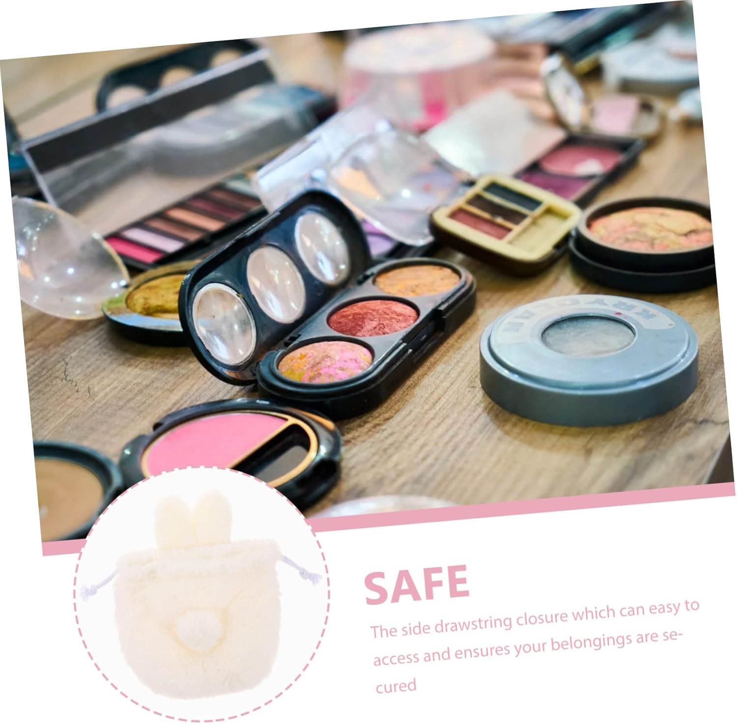 Borsa Cosmetica Carina Con Coulisse A Forma Di Coniglietto - Leggera E Pratica Per Viaggi - Foto 3