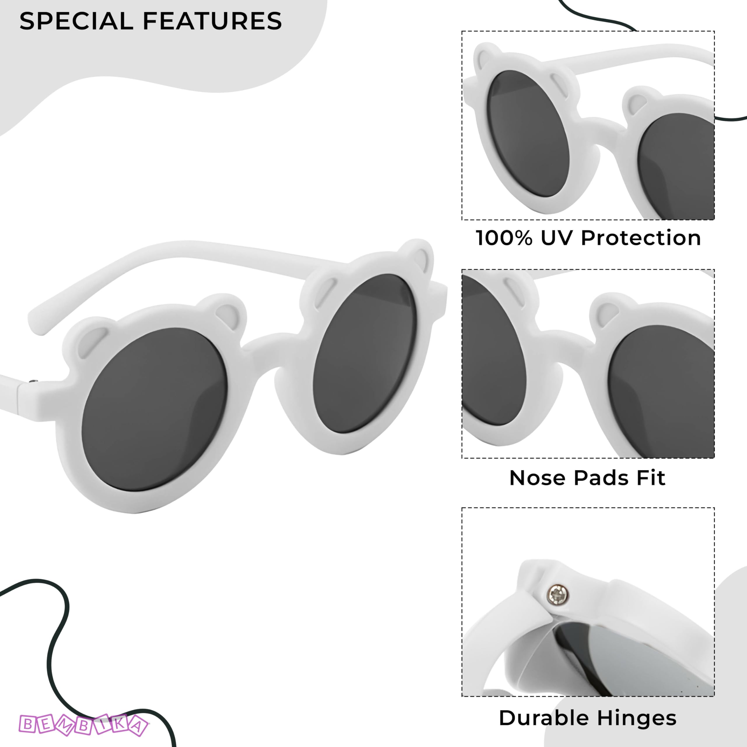 BEMBIKA Fashionable Sunglasses for Kids Baby Girls and Baby Boys, Stylish Eyewear for Kids Micky Design Glasses for Kids Fancy Style Goggles � (Micky White) - Image 3 thumbnail