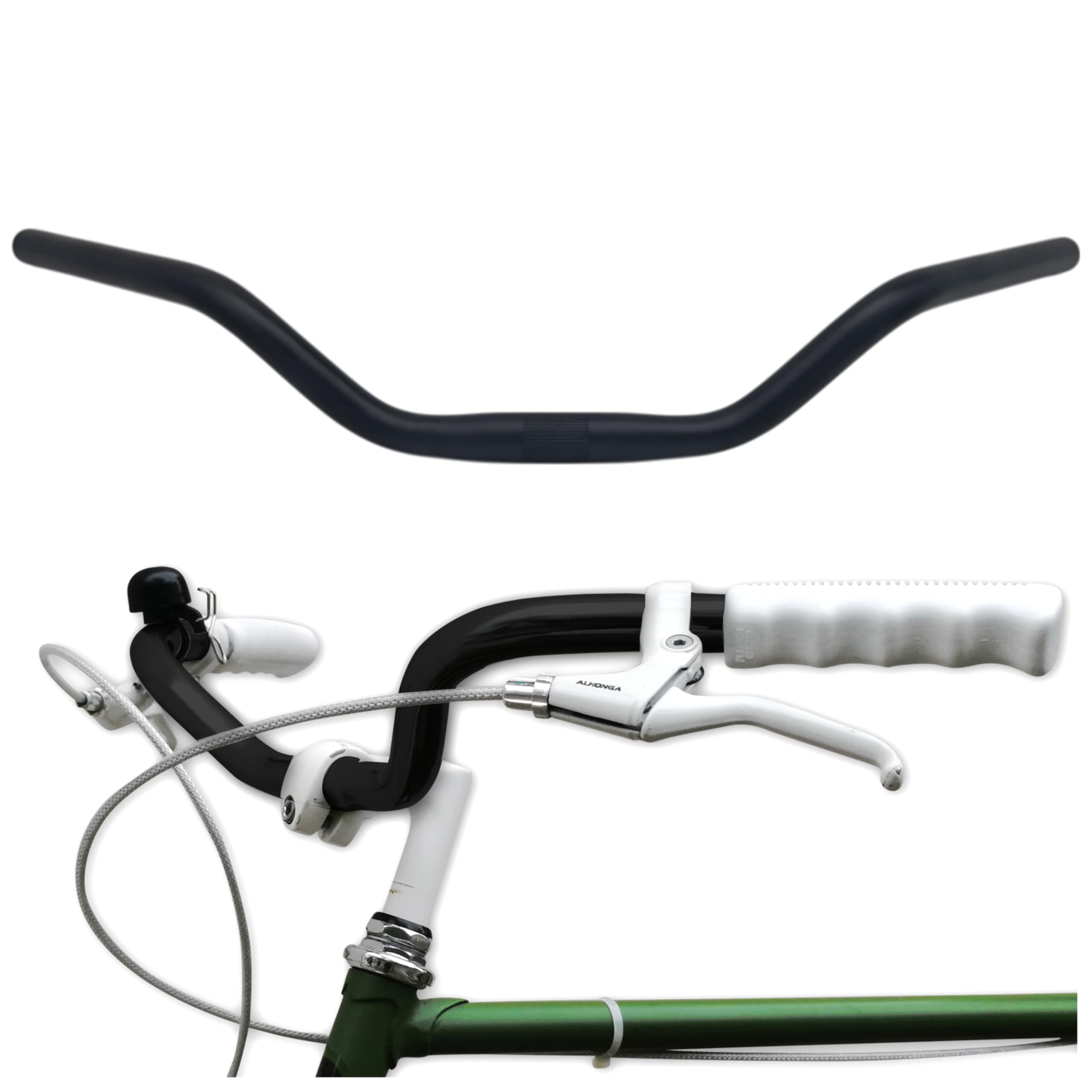 City-Bike Fahrradlenker 25,4 mm Ergonomischer für Damenrad & Herren-Fahrrad Lenker Fahrrad Schwarz Aluminium Retro Lenkstange Damenfahrrad