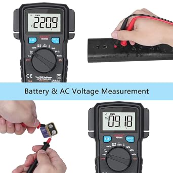 ADM66 True RMS Digital Multimeter Auto Range TRMS Mini 6000 DMM Dual Slot Capacitance ohm Hz Temp NCV Diode Pocket Tester (Black)