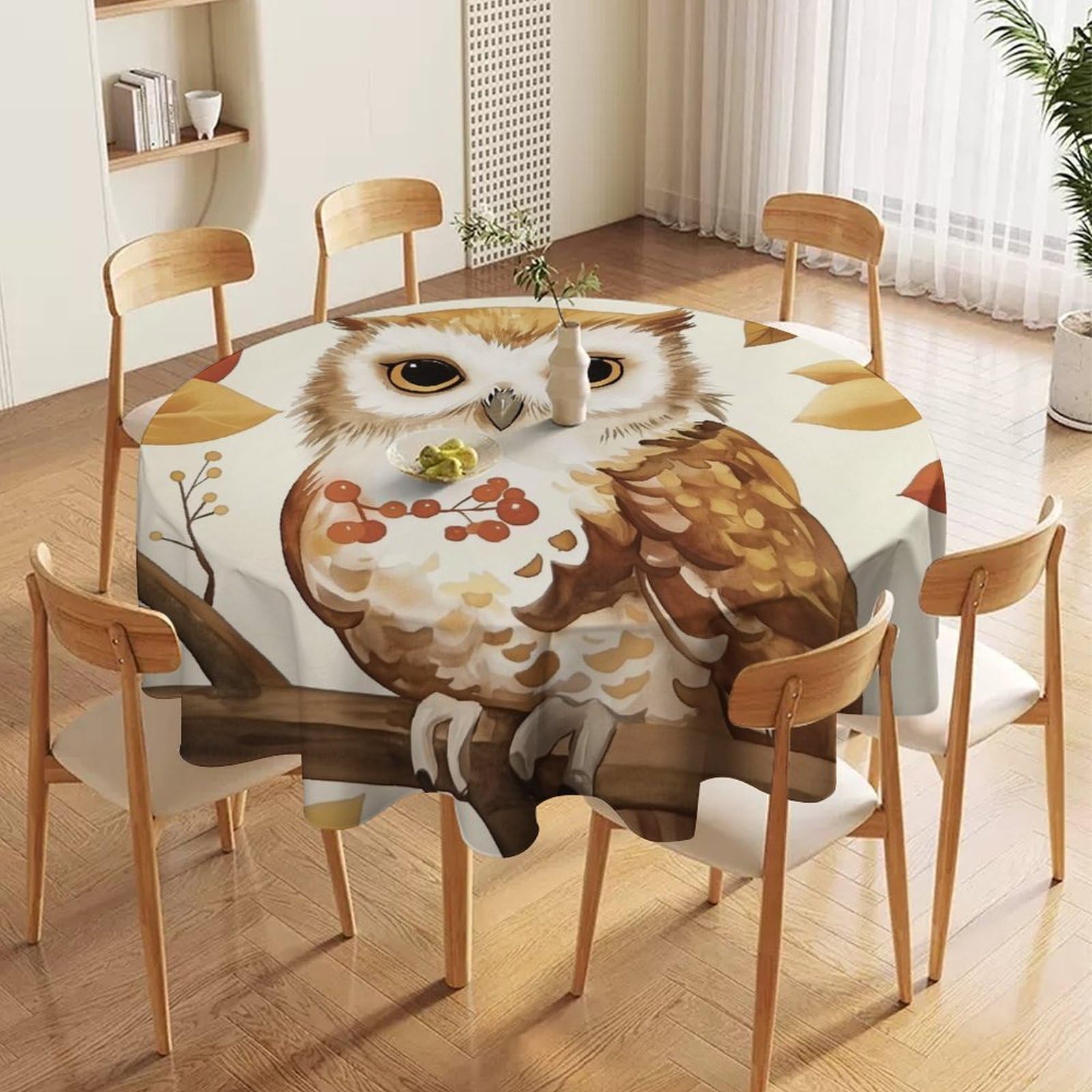 ORDOBO 3D Printed Tablecloth - Green Leaves Fashion Table Protect Cover Waterproof Wipeable For Kitchen Dinner Garden Dining Home Decoration 152X152Cm