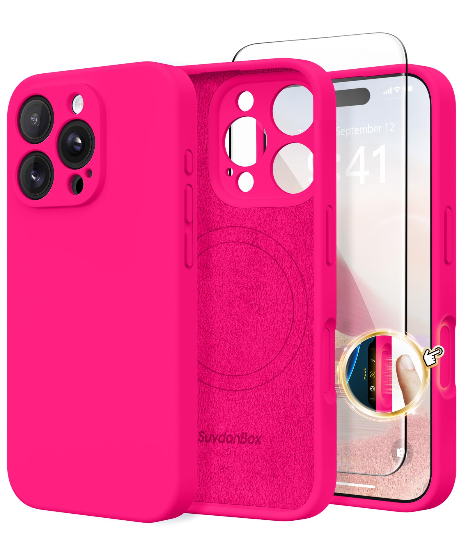 Magnetic for iPhone 16 Pro Max Case Silicone Hot Pink