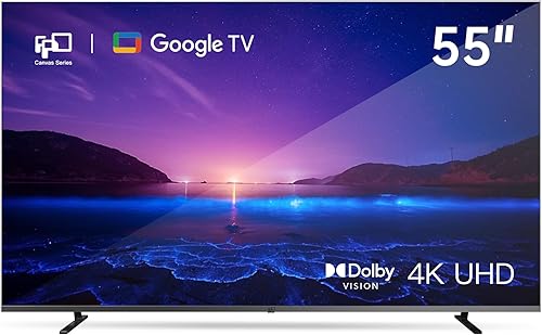 FPD Smart TV de 55 pulgadas con Google TV 4K UHD con Google Play y Google Cast integrado, HDR 10, Dolby Vision Dolby Atmos, MEMC, control remoto por
