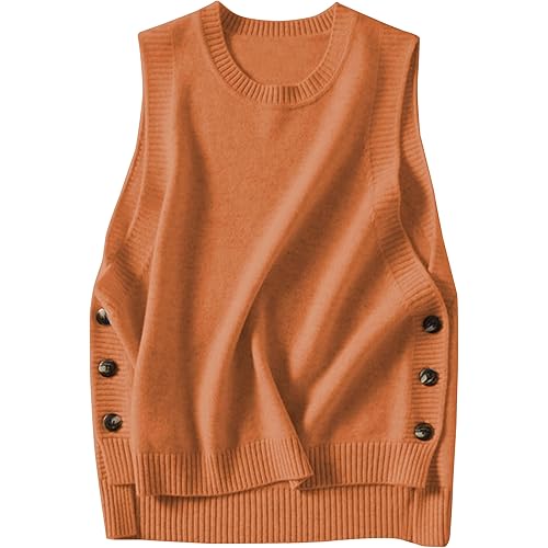 HangNiFang Women's Round Neck Sleeveless Pullover Ribbed Knit Sweater Vest Top