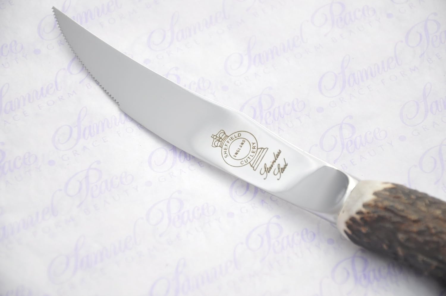 Six Genuine Stag Horn/Antler Handle Steak Knife Made in Sheffield England Stamped Sheffield England