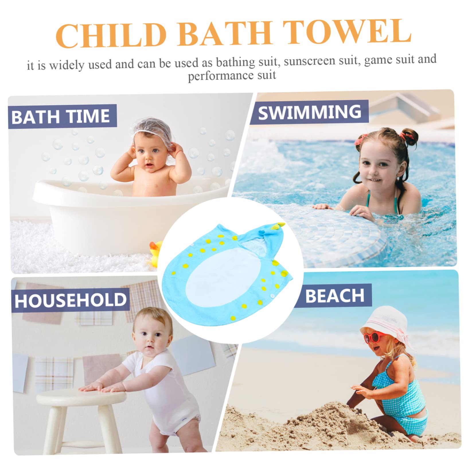 SECFOU Toalla de Baño Capucha Infantil de Algodón Azul, Capa