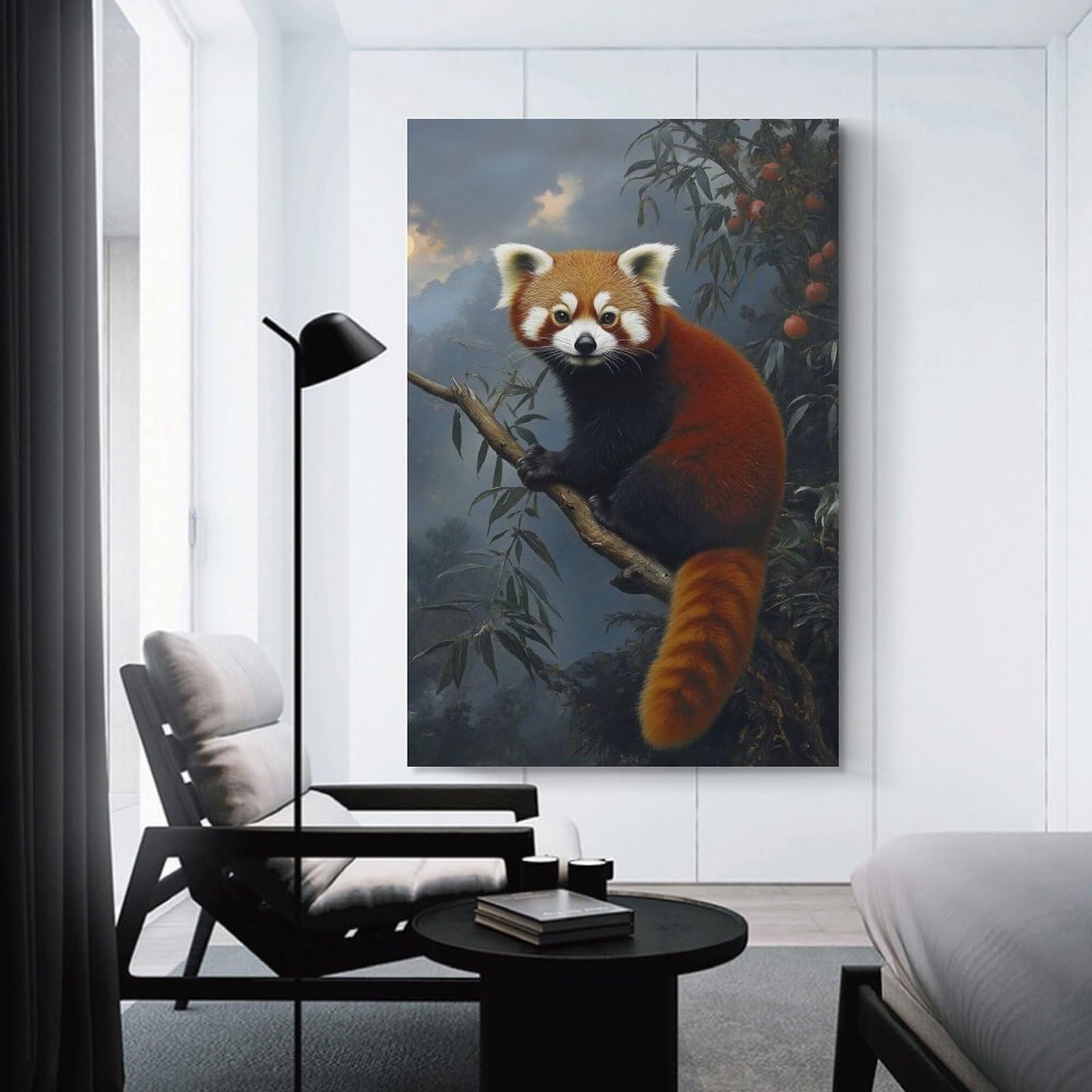 Junmoney Red Panda on Branch Decorative Canvas Print, 20x30inch(50x75cm), for Gallery Wall Decor And Room Displays, Wall Decor Suited to Curated Displays