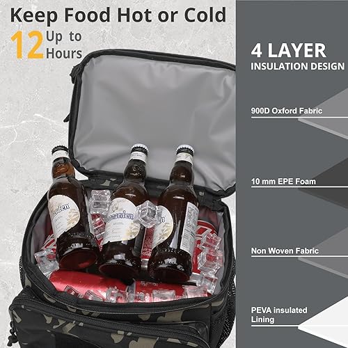 Miniatura 3 de ATRIPACK Lonchera táctica de 2 compartimentos para hombres y adultos, lonchera táctica a prueba de fugas, bolsa enfriadora grande para el trabajo