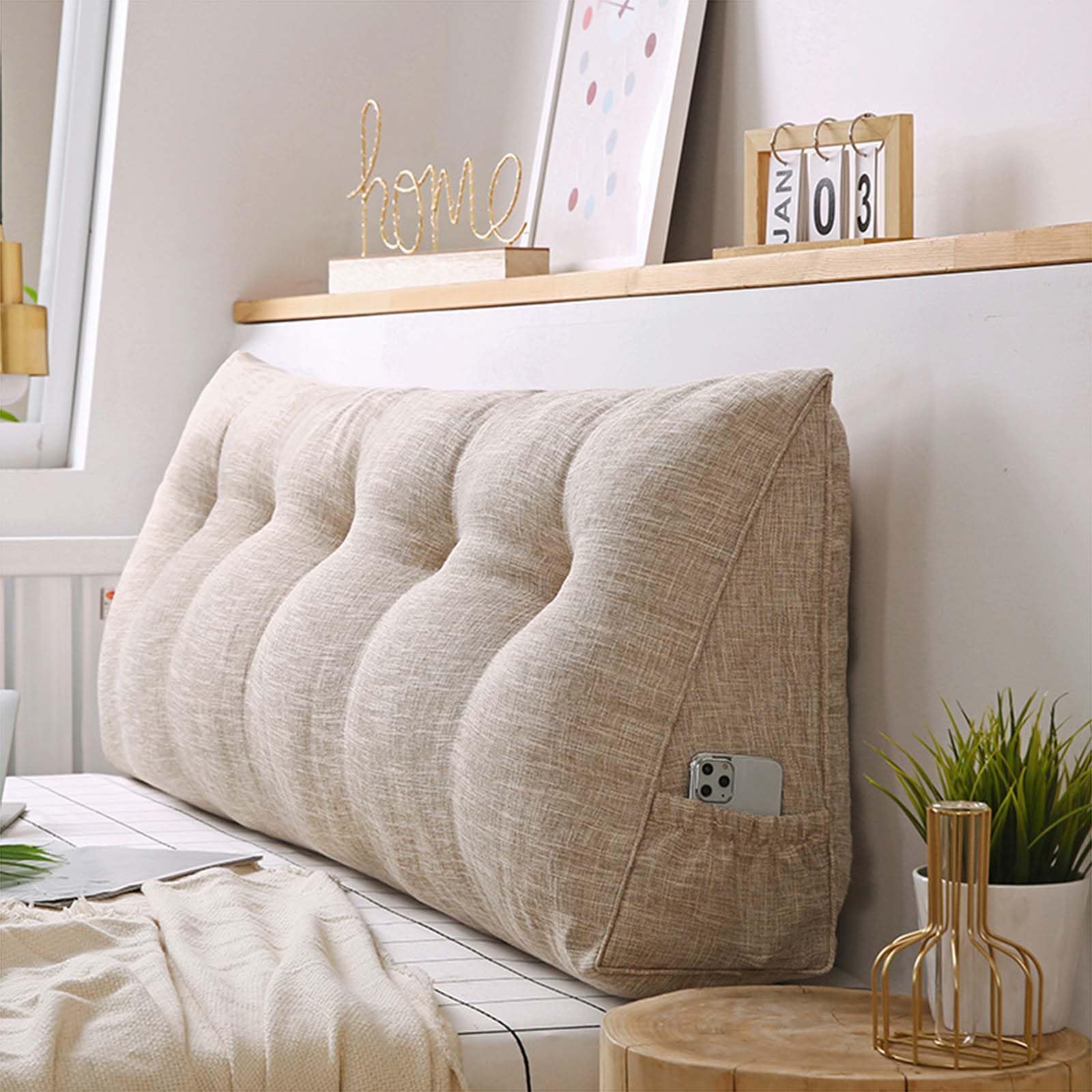 MAYFABD Backrest Cushion Bed Reading Pillow Double Bedside Pillow Large Tatami Bolster Cushion Triangular Wedge Headboard Cushion for Bedroom Couch with Washable Cover,D,120x50x20cm