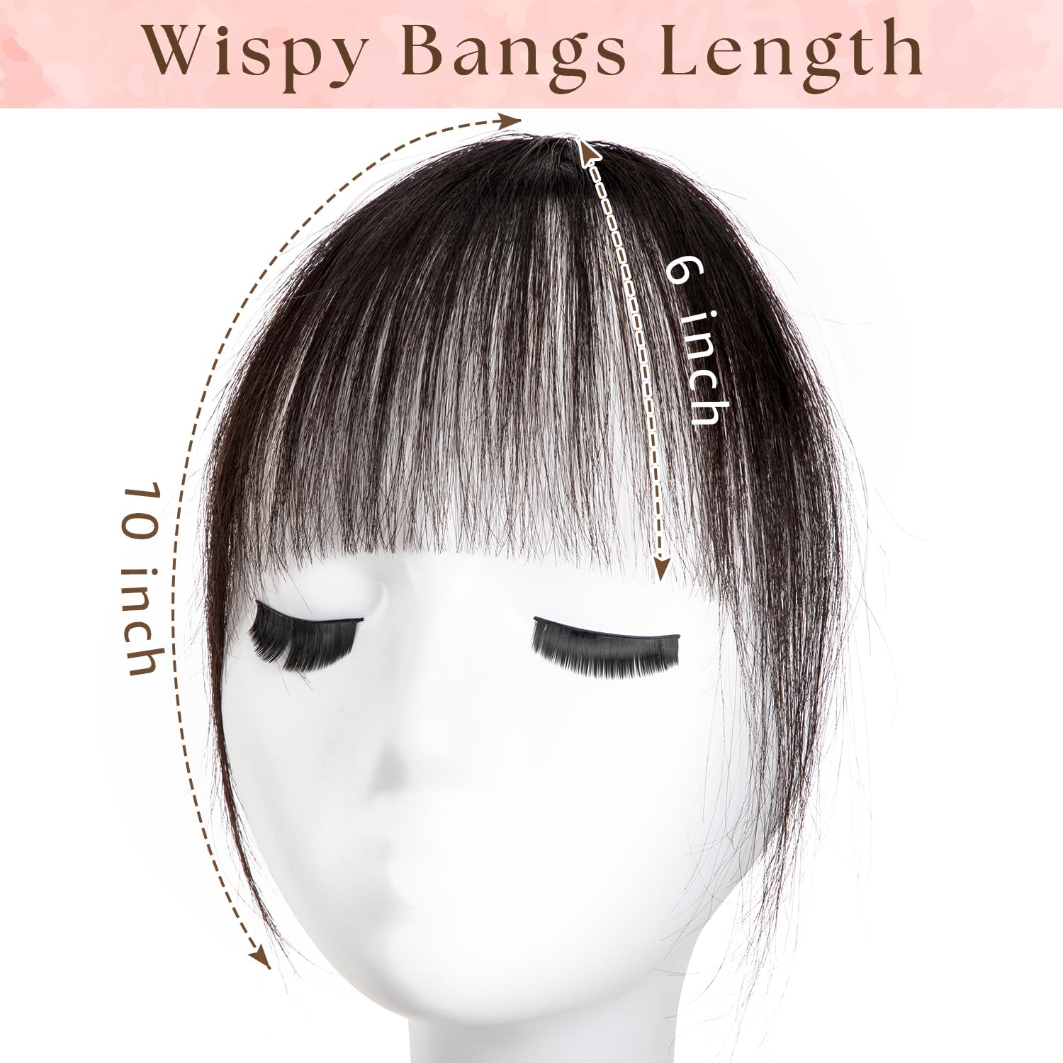 Bangs Hair Clip in Bangs 100% Real Human Hair Extensions Wispy Bangs Clip on Air Bangs for Women Hairpieces Curved Bangs for Daily Wear (A-Natural Black, Wispy Bangs)