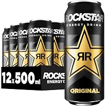 rockstar energy drink original - caffeinated soft drink for energy kick disposable 12 x 500 ml packaging design may vary