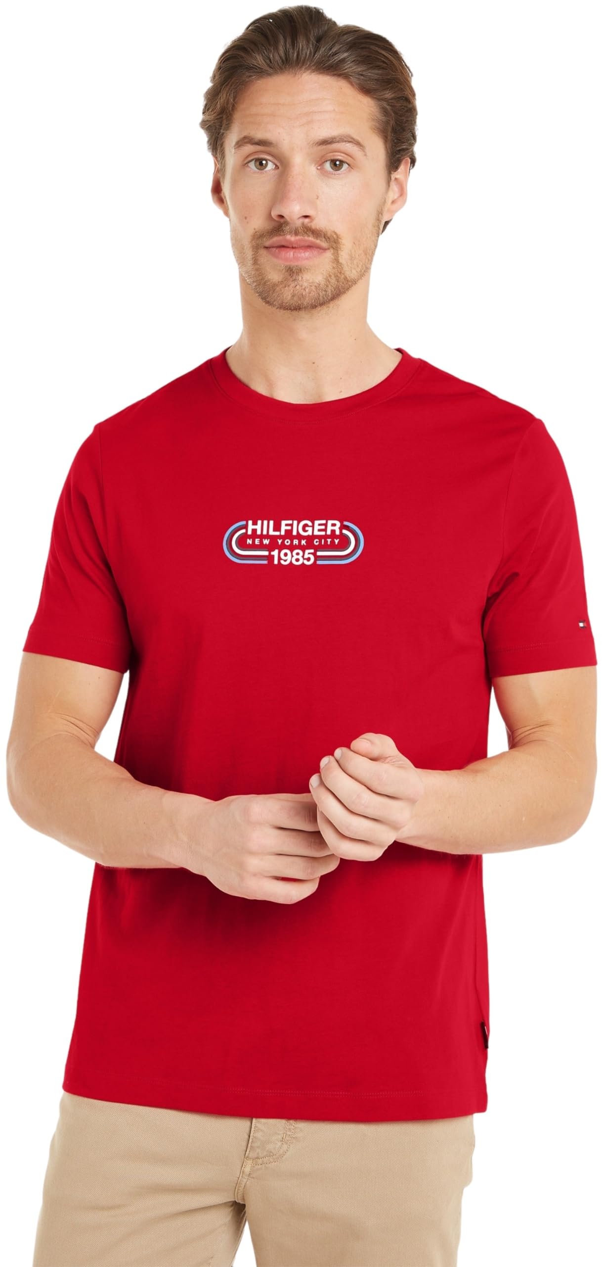 Tommy Hilfiger Camiseta de Manga Corta para Hombre Cuello Redondo