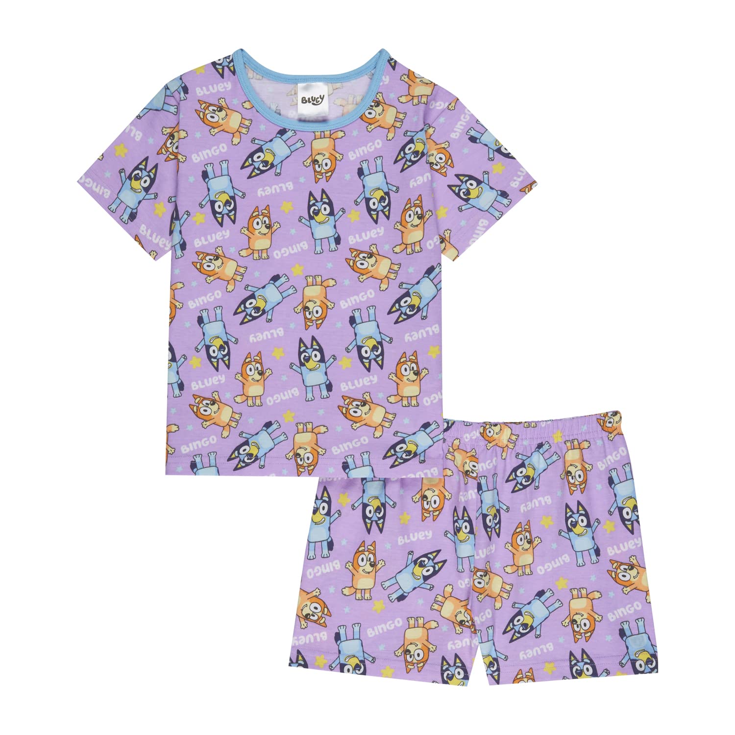 Bluey Girls Lilac Pyjamas, And Bingo Short Pjs, Ages 2 To 8 Years Old, Official Nightwear (As8, Age, 5_Years, 6_Years)