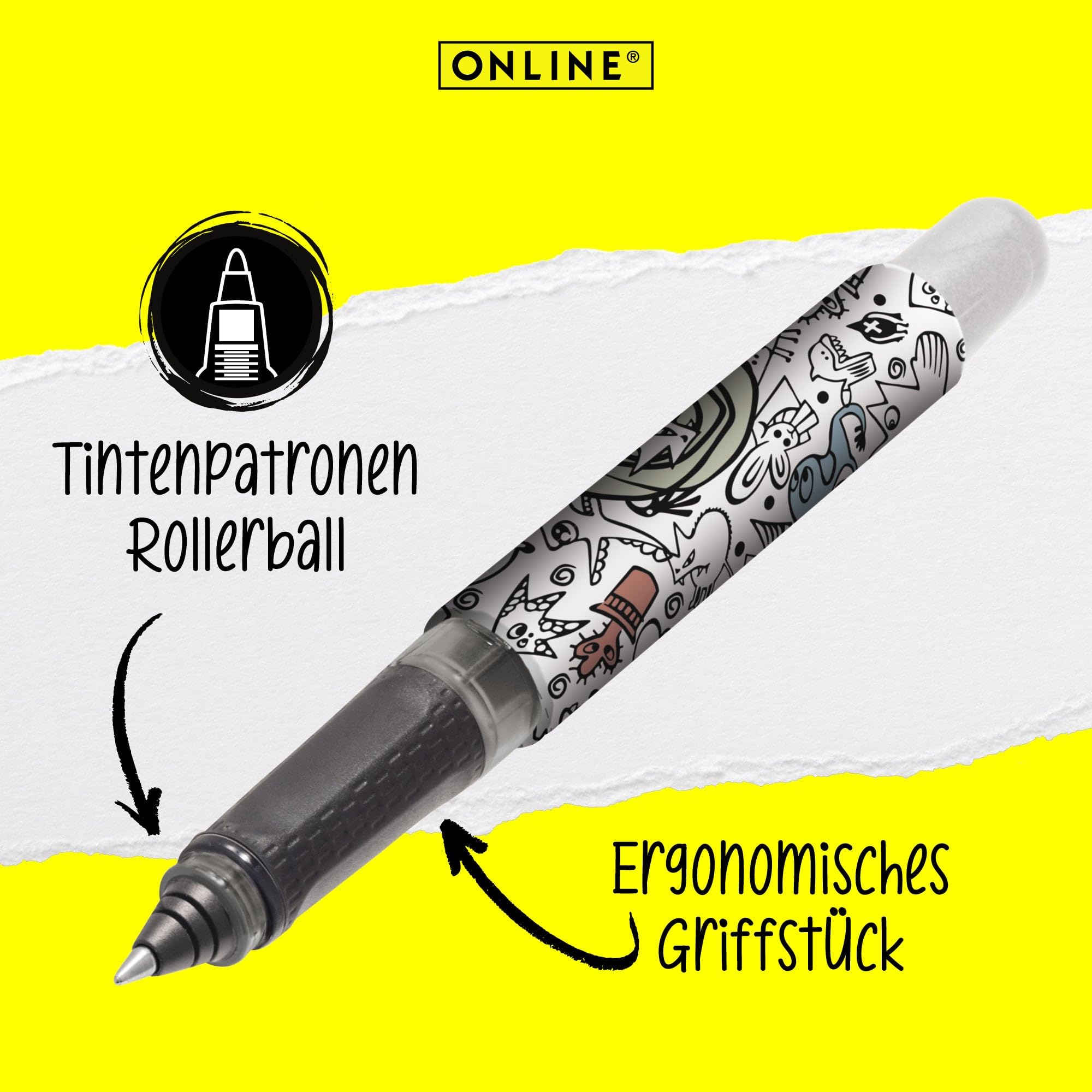 Stylo Roller Ergonomique ONLINE Metallic Bleu - Poignée Souple, Rechargeable, Pour Gauchers/droitiers - 7