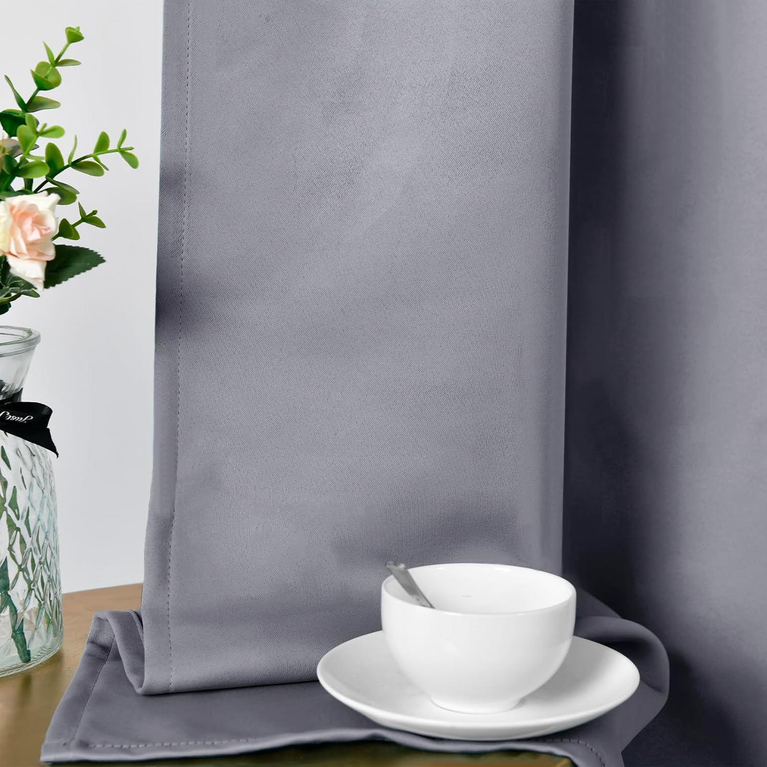 A pair of blackout curtains with bedroom, length, double rod design, blackout and insulated curtains to improve the living space. (Grey, 42 W x 63 L inches (2 panels))