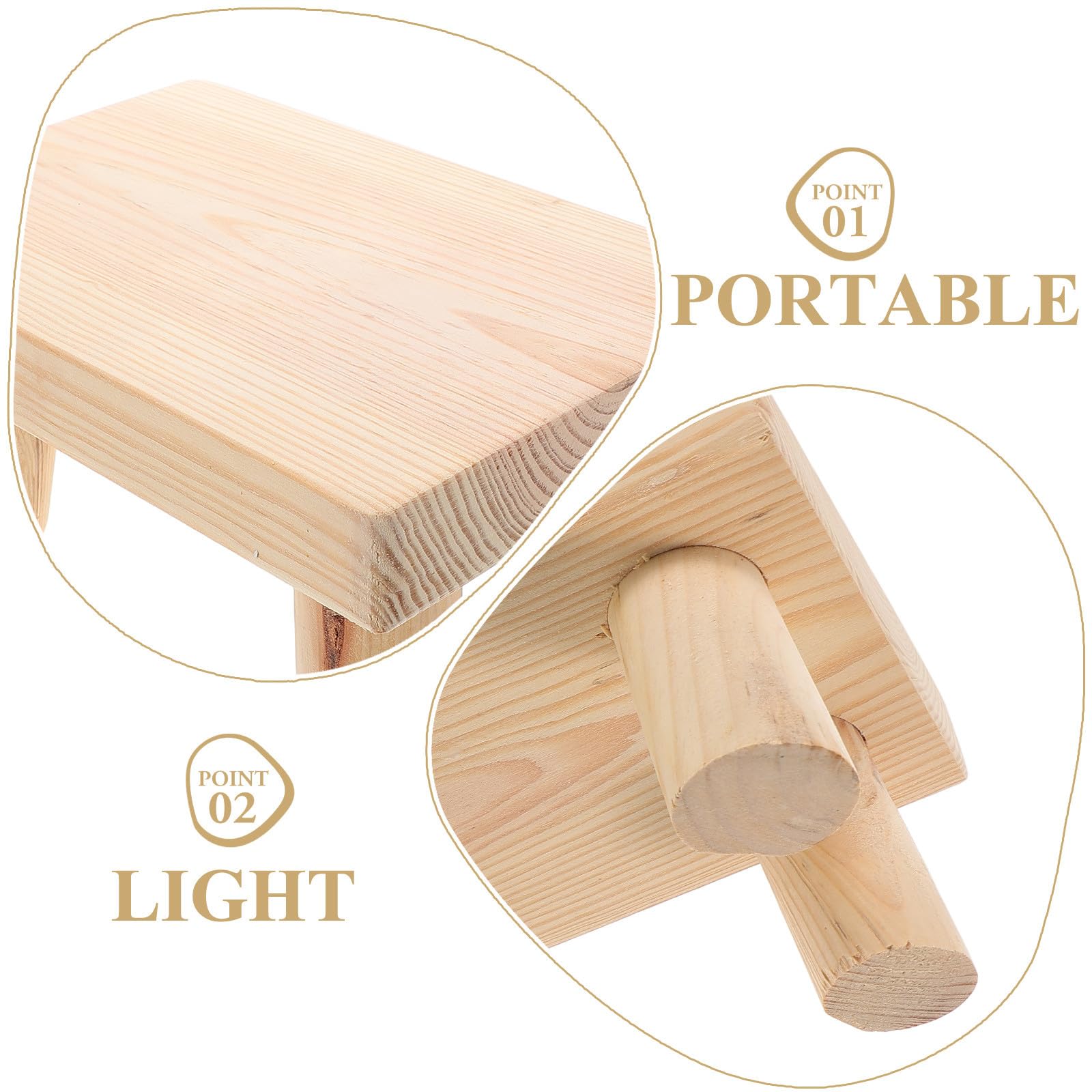 VALICLUD Sgabello Basso con Superficie Antiscivolo in Legno per Bambini Leggero e Design Portatile e Adatto per Uso Domestico e All'aperto