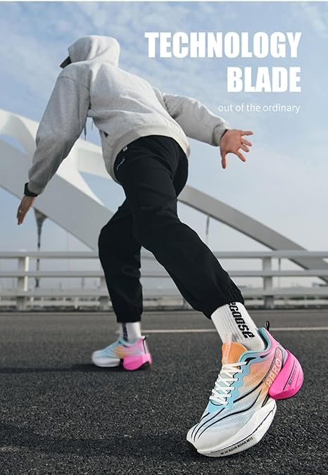 Carbon Plate Ultra Light Running Shoes for Women Breathable Popcorn Sole Racing Sneakers with Bounce Back Shock Absorbing Comfort for Daily Jogging and Marathon