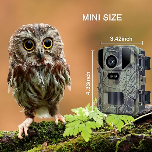 Miniatura 6 de Mini cámara de juego Trail 24MP 1080P, con visión nocturna 0.2s Activado por movimiento, IP66 impermeable, LED de bajo brillo para monitoreo de vida
