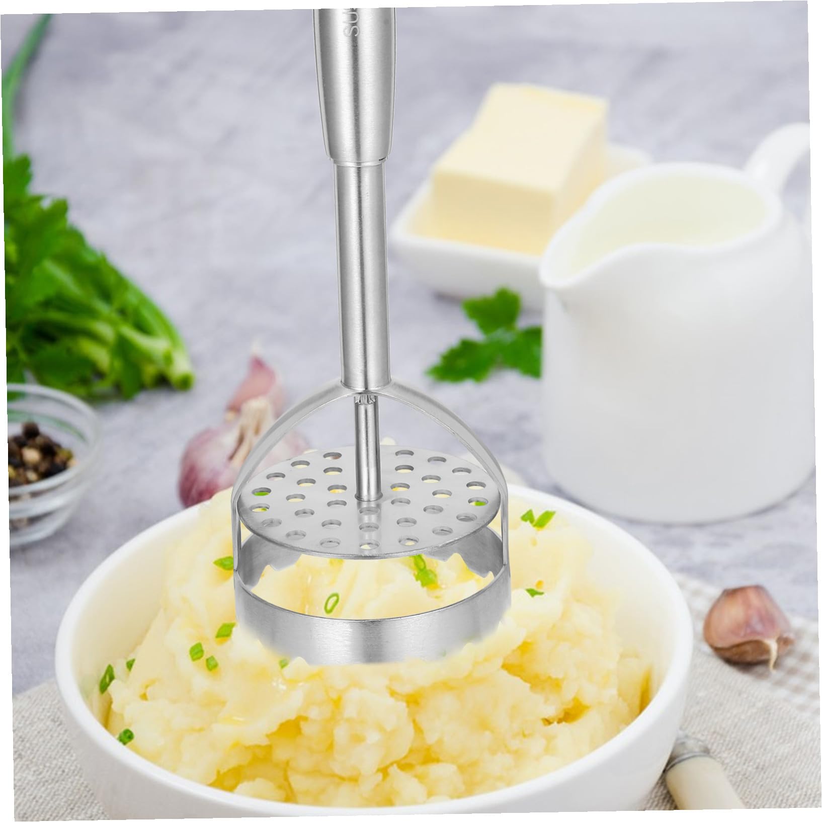 GALPADA Kartoffelstampfer Aus Edelstahl Praktisches Küchengerät Zum Zerkleinern Von Bohnen Süßkartoffeln Yamswurzeln Kürbis Und Obst Für Heimgebrauch Und Gastronomie