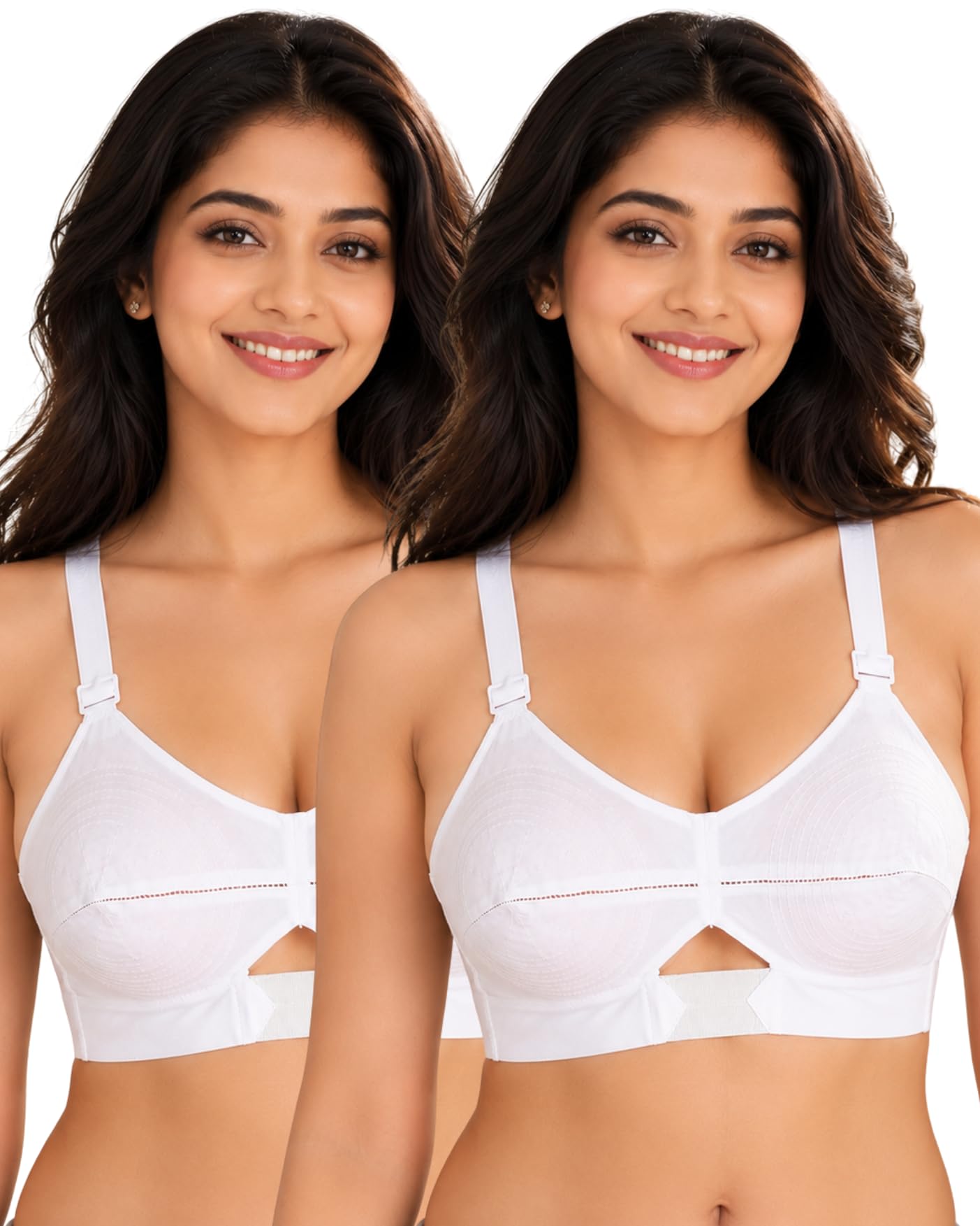 sona Women's Moving Cotton Full Coverage Non-Padded Non-Wired Everyday Bra with Round Stitching Seamed Cups with Cotton Straps (Combo_Pack of 2)-picture-18