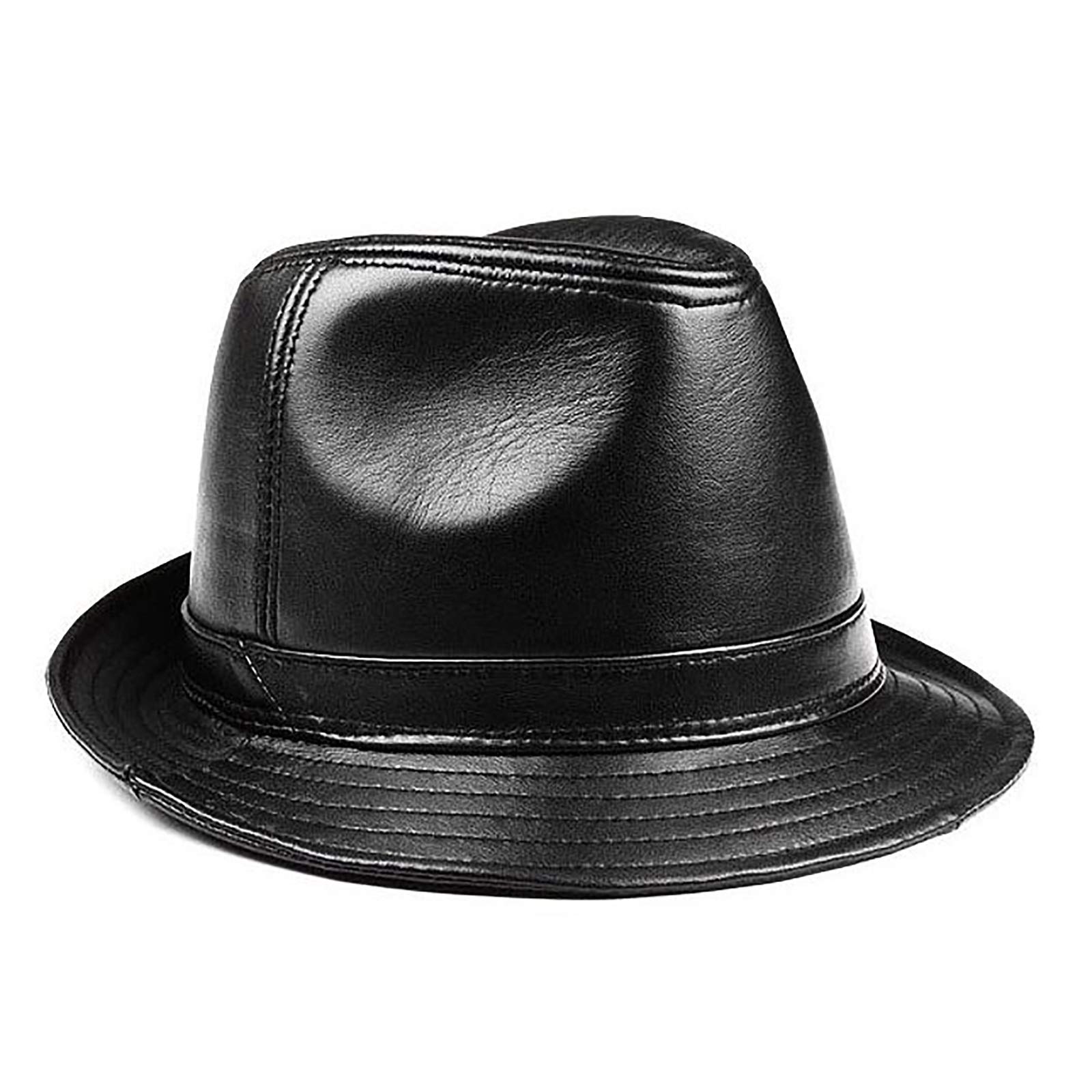 Sombreros de invierno, cuero de los hombres Jazz Cap Sheeepskin Fedoras Hat Big Brim Sombrero otoño e invierno