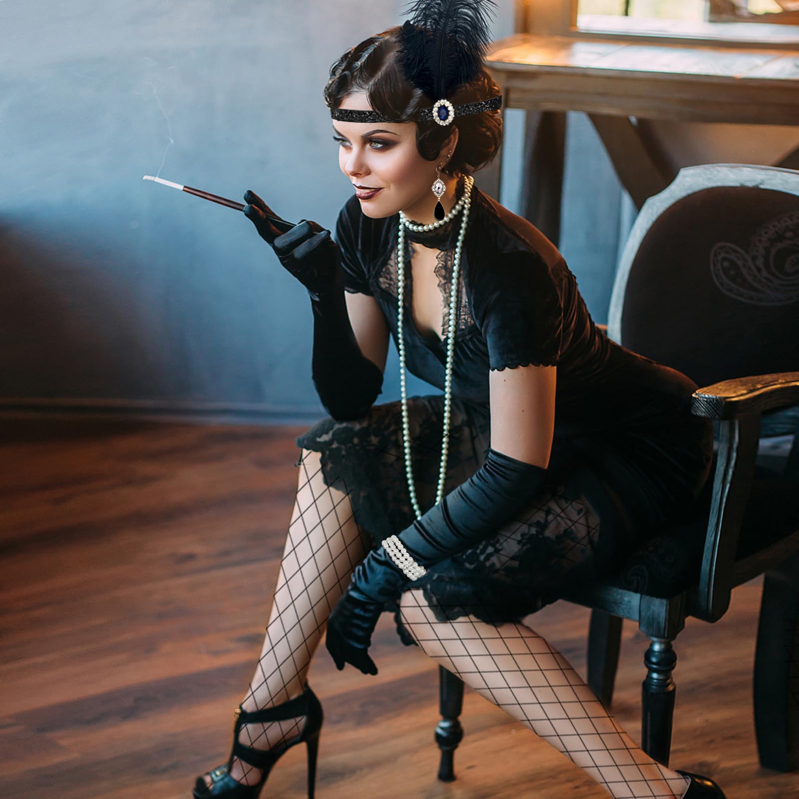 handschuhe damen 20er jahre 1920er Flapper Great Gatsby Zubehör Set, Mode Jahre Themen-Set, Zubehör 20er Jahre mit Schal Stirnband schwarz Halskette Ohrringe für Damen Spielzeug Variante:Größe XL/10 ⎥ Schwarz ⎥ 144x Stk (=72 Paar) ⎥ 25% Rabatt Lillet Blanc 0,75L - range_mens