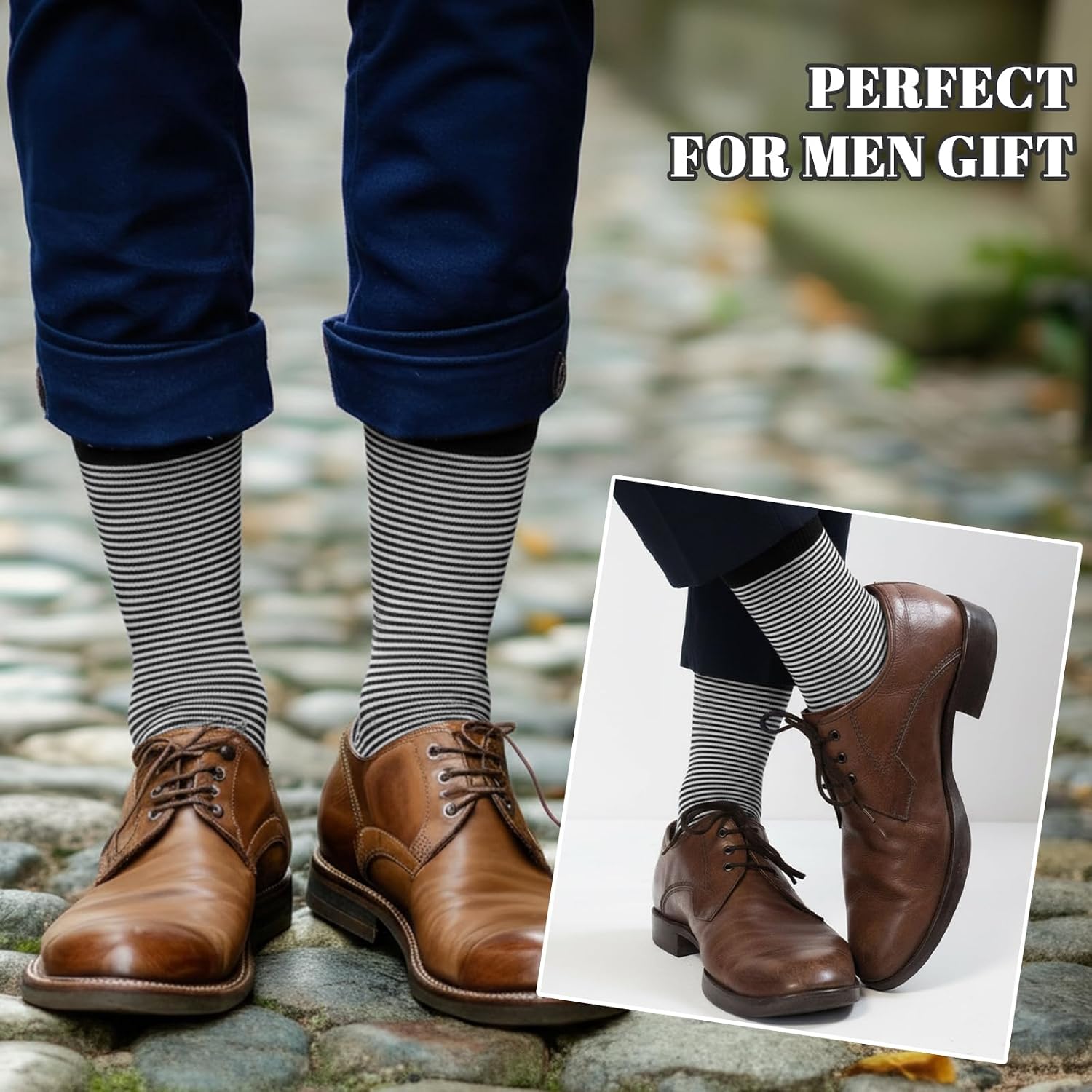 Cuffbow 5 Pairs Merino Wool Mens Dress Socks Business Casual Pattern