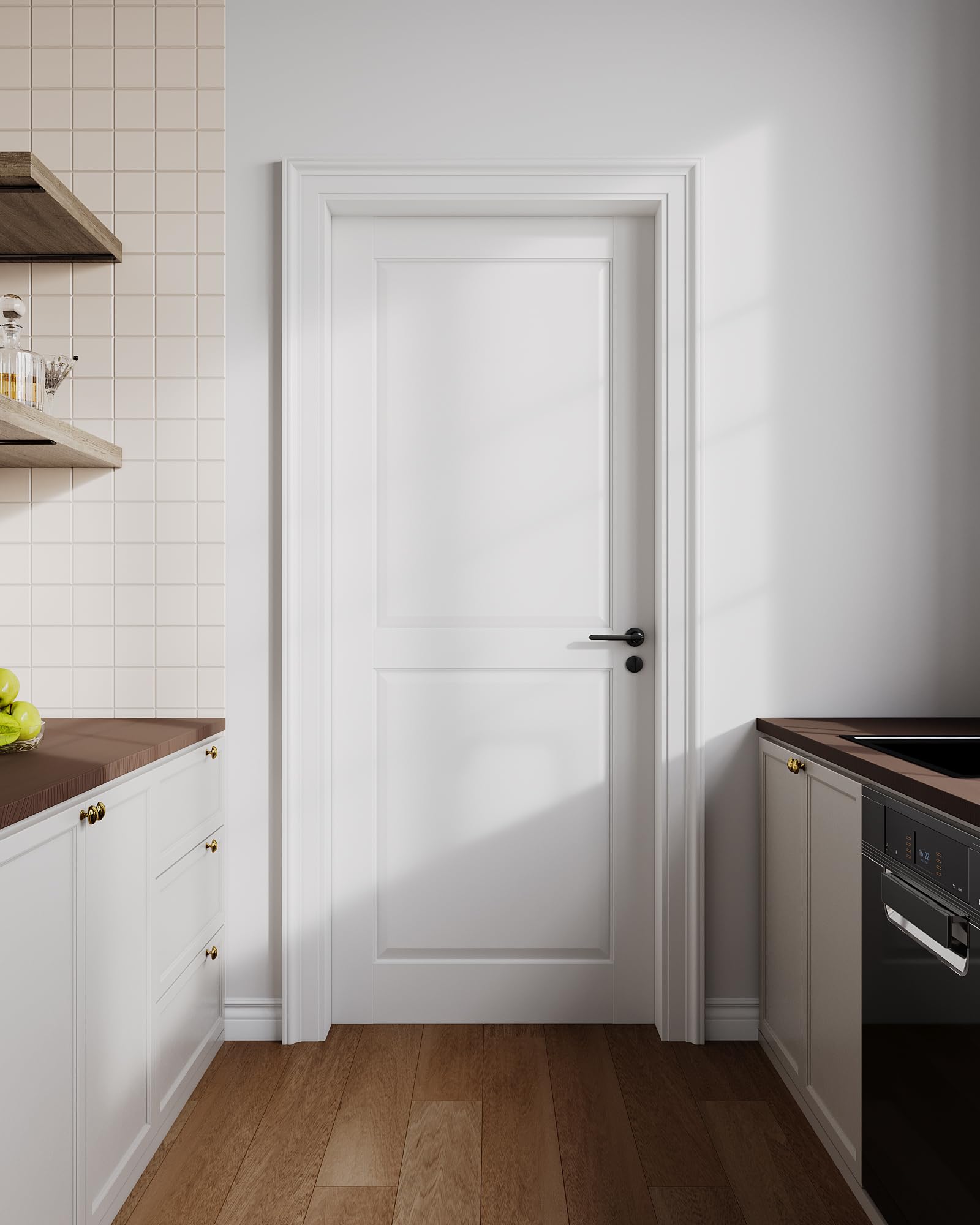 24"x80" 2-panel interior slab door,pre-assembled solid core french wood panel for pantry laundry closet bathroom,white pre-finished surface paintable?doorknob and hinges not included?