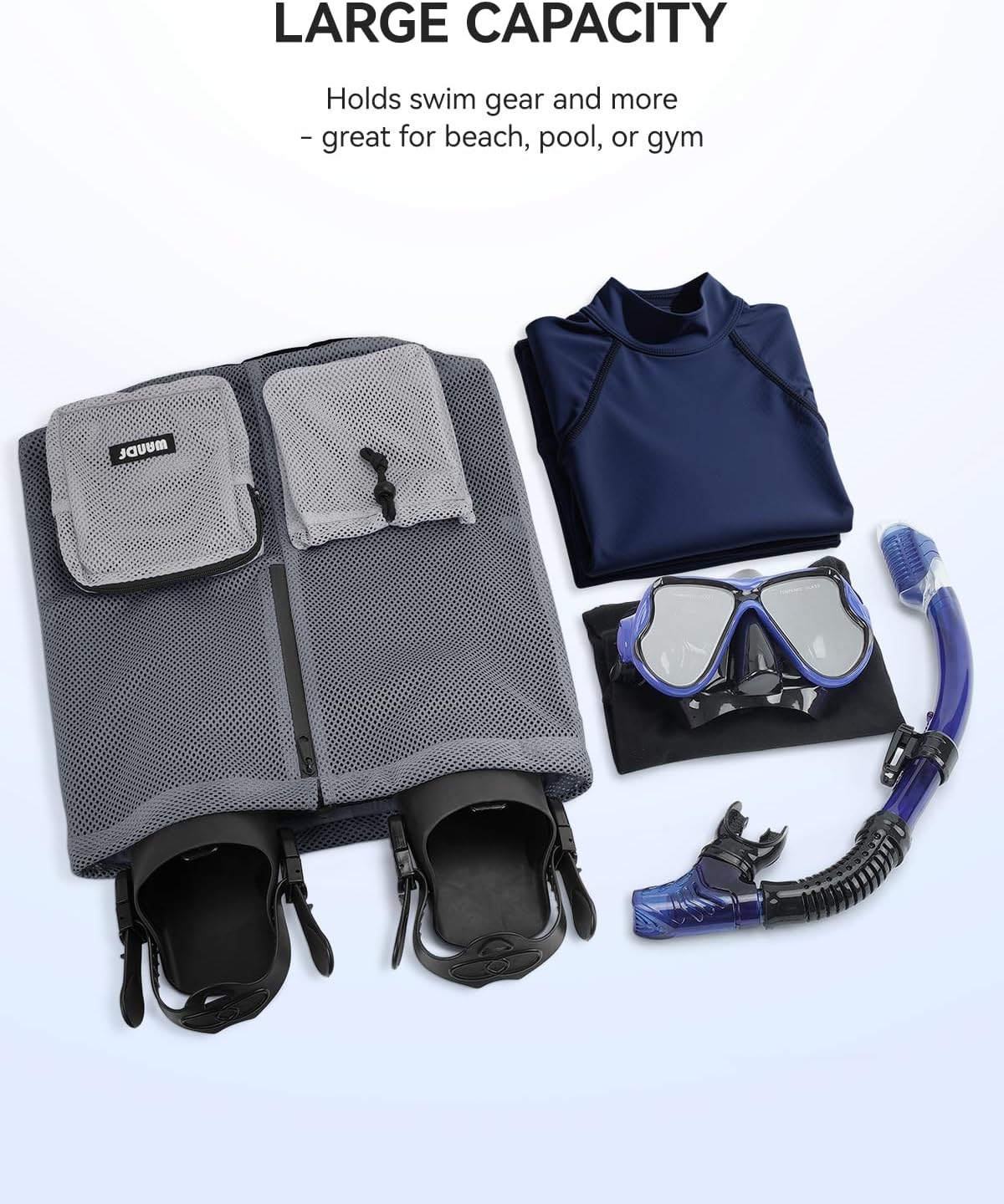 WANDF Swim Bag for Swimmers, Mesh Beach Backpack image 3