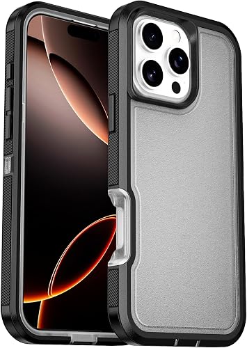 Jelanry for iPhone 16 Pro Max Dual Layer Rugged Shockproof Case Clear/Black