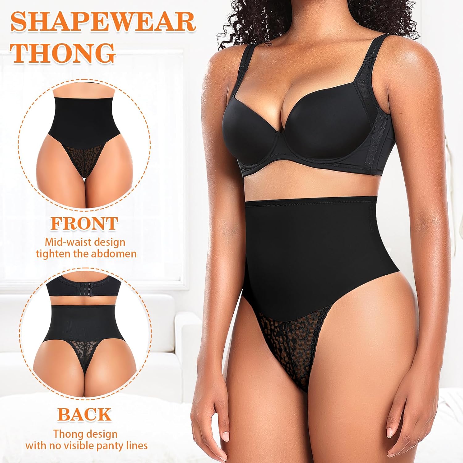 Werena Tummy Control Thong Shapewear for Women High Waist Body Shaper Panties Girdle Lace Shaping Underwear - Image 3
