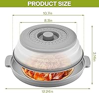 Vista 6 de Cubierta antisalpicaduras para microondas para alimentos con placa base antiquemaduras, plástico grande y silicona ventilada para evitar quemaduras