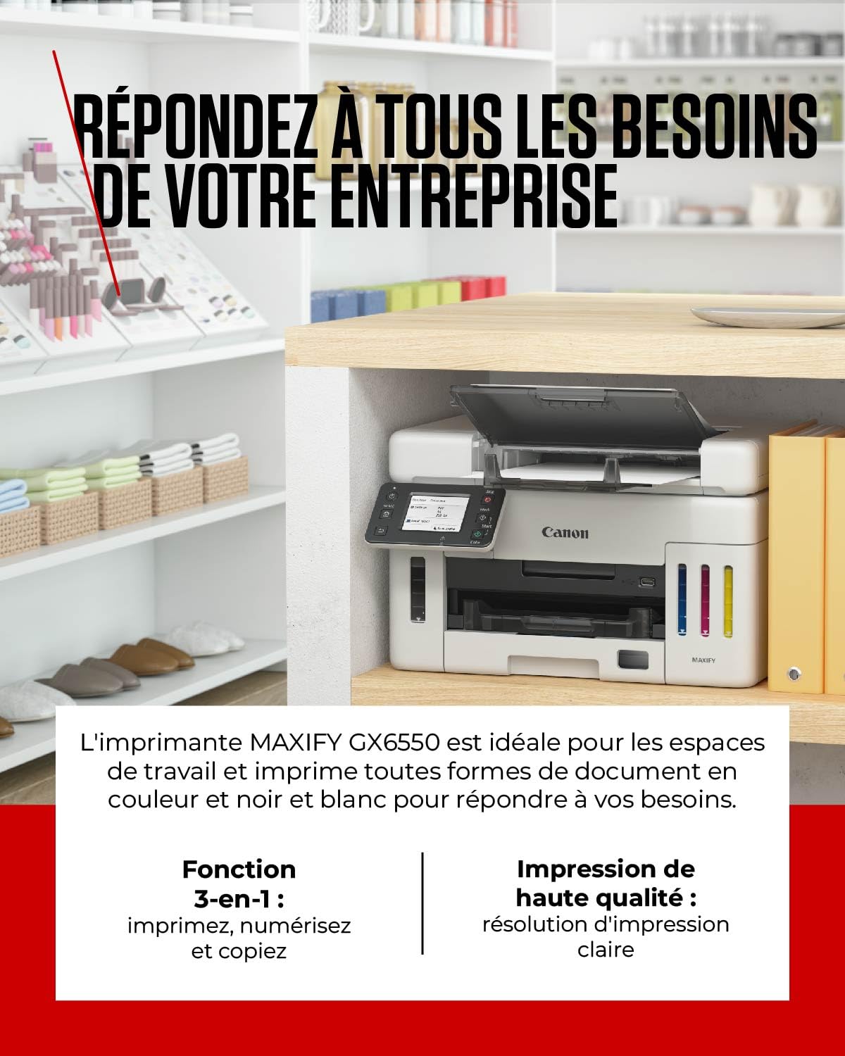 Canon MAXIFY GX6550 Imprimante Jet d'encre à Réservoir | Wi-FI | Économique