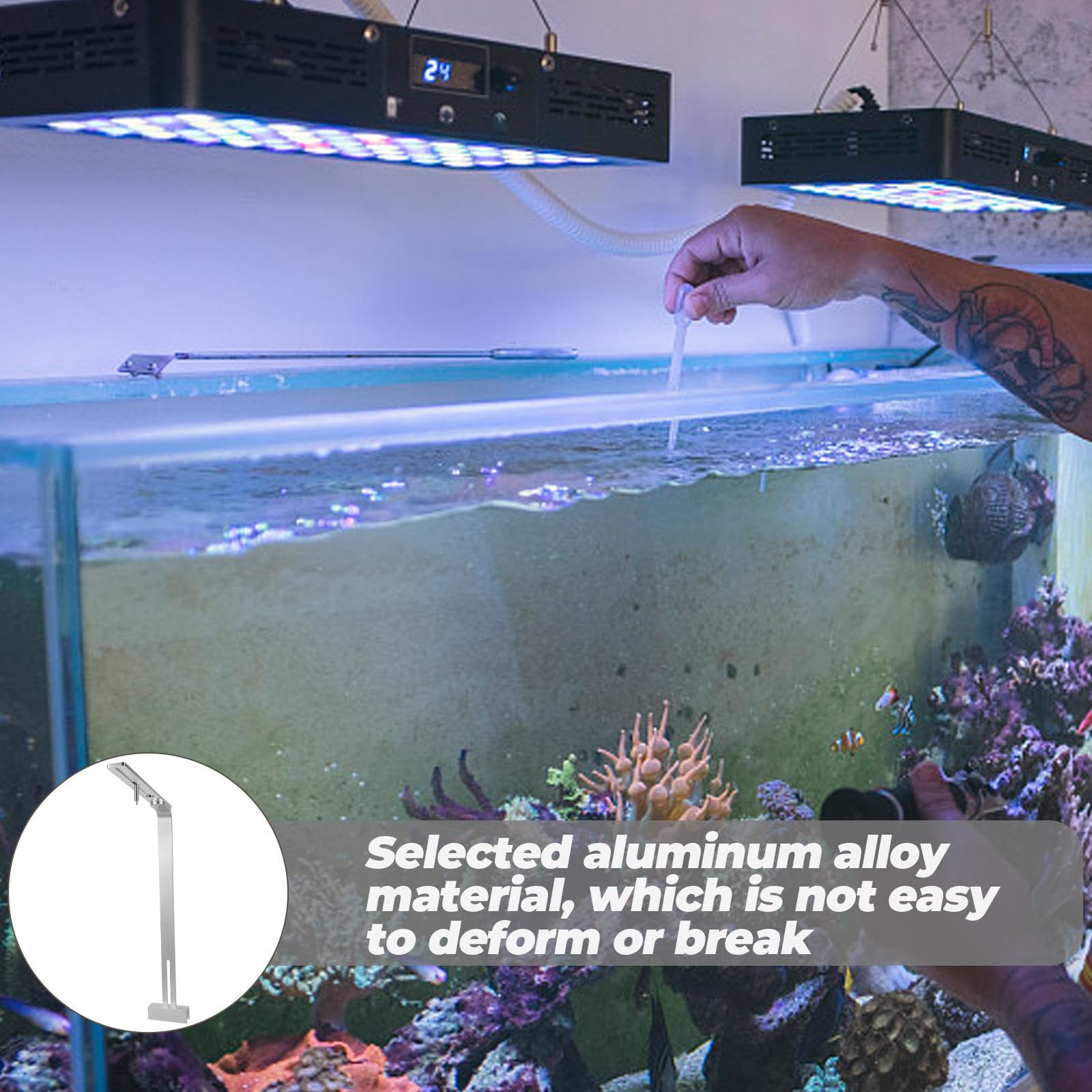 Supporto Singolo di Lega Acquario Lampada per Alluminio e Argento Braccio, Materiale Resistente Durevole Accessori Illuminazione