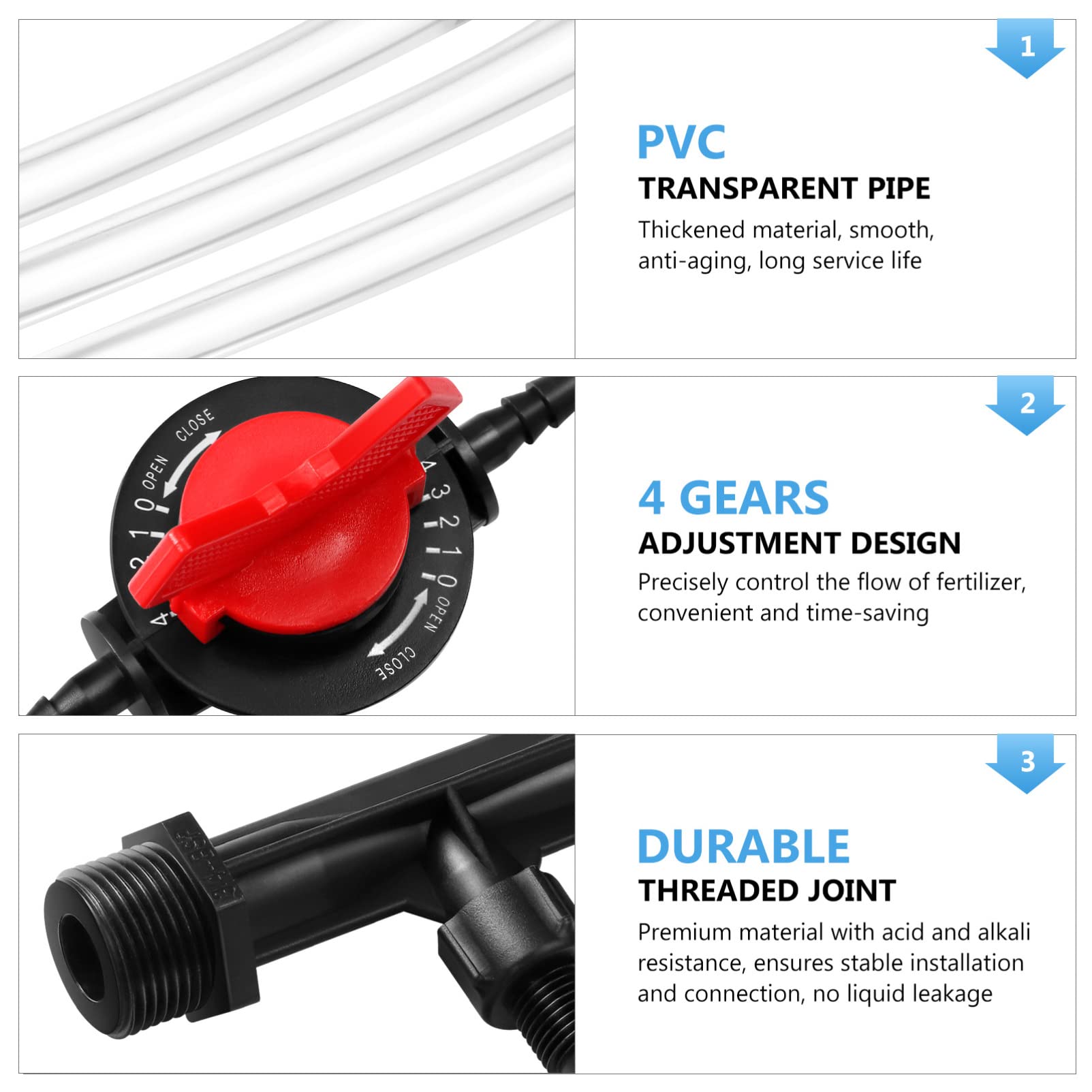 Inyector de fertilizante for riego por goteo Kit de dispositivo de riego de jardín Venturi de 3/4 pulgadas, kits de tubos de agua con interruptor de inyector de fertilizante/607