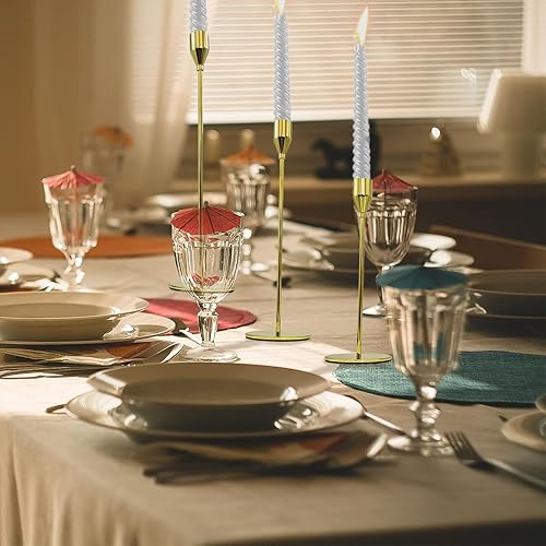 Miniatura 5 de Juego de 3 portavelas cónico dorado, decoración para velas de pilar, palillos de metal modernos para centro de mesa, boda, comedor, fiesta,